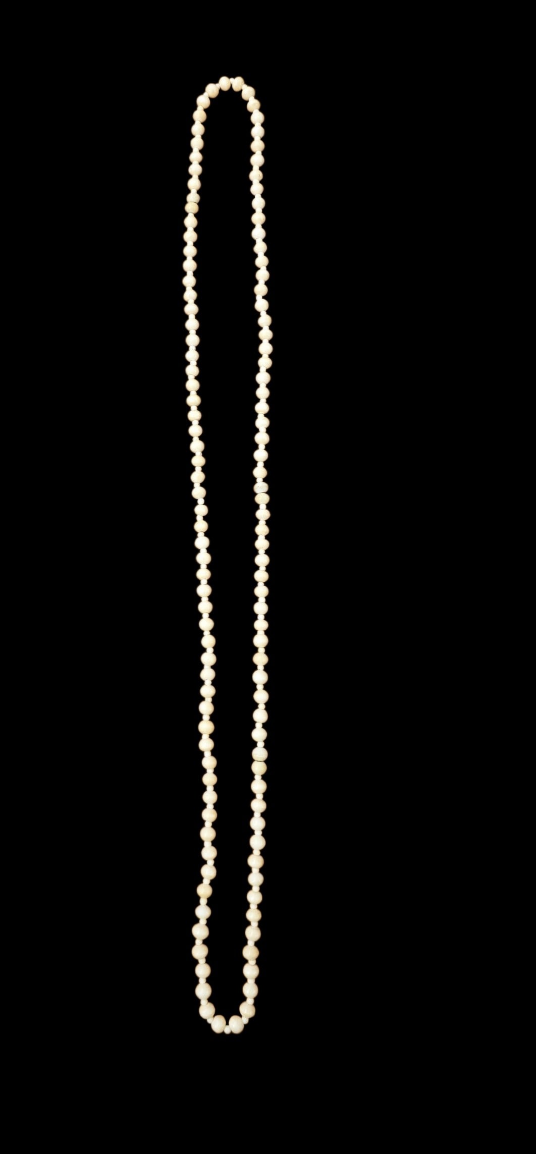 Antique Hand Carved Beaded Necklace: 24" Drop Length Antique Hand Carved Beaded Necklace