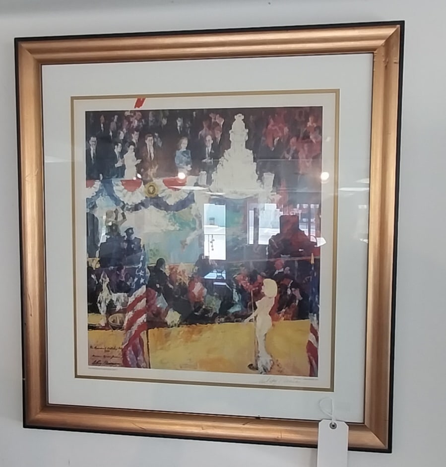 "The President's Birthday Party" by Leroy Neiman, framed, 34 x 32in: "The President's Birthday Party" by Leroy Neiman, framed, 34 x 32in