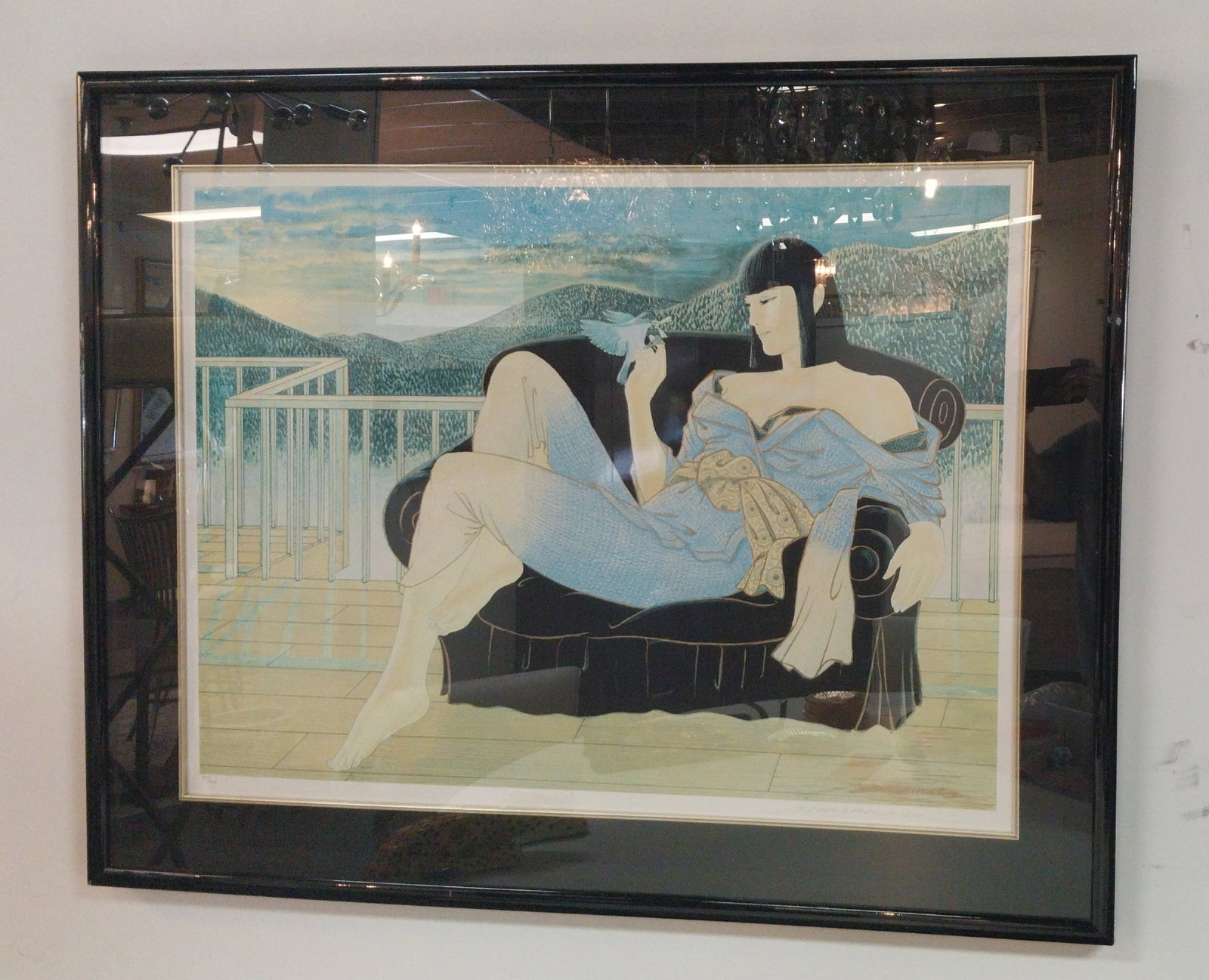 Framed Serigraph, Lady Reclining, pencil-signed limited edition 255/275, 36.5 x 46in: Framed Serigraph, Lady Reclining, pencil-signed limited edition 255/275, 36.5 x 46in