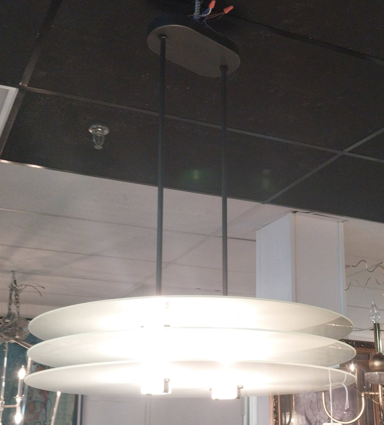 Modern Glass Chandelier, 27.5in wide: Modern Glass Chandelier, 27.5in wide