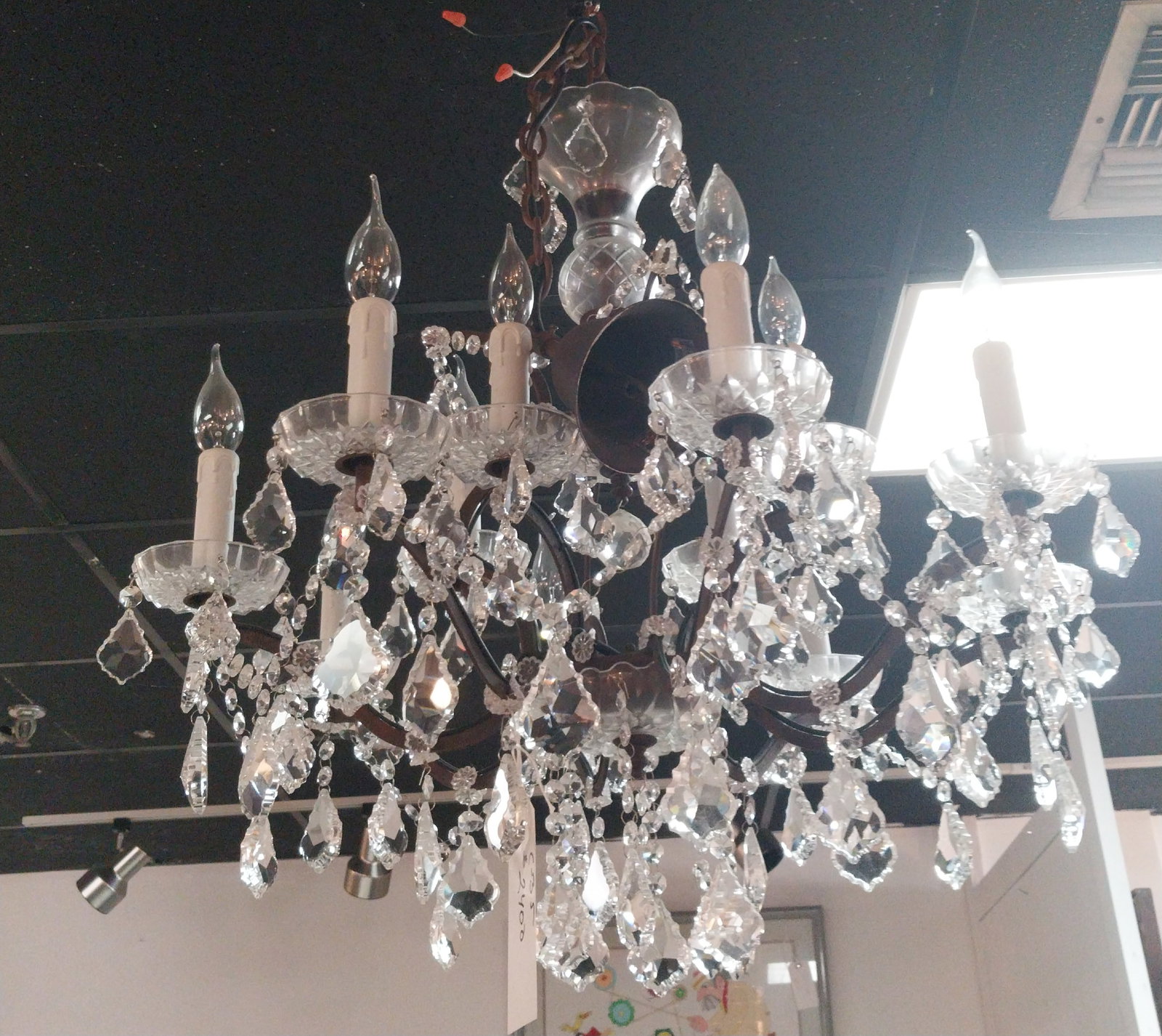Crystal Chandelier, approx 28in (1 of 2)