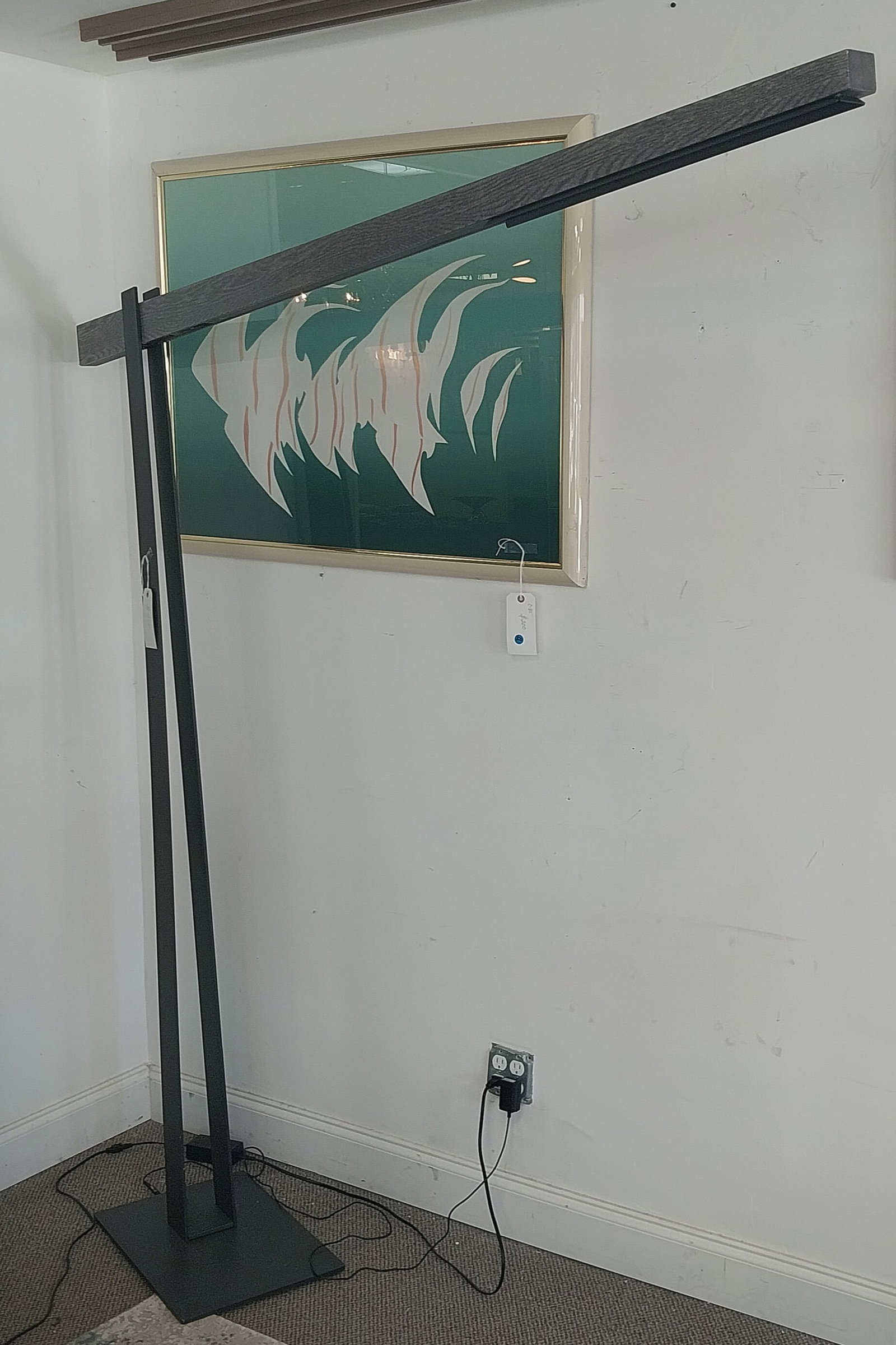 Modern Floor Lamp, gray and black, base 75in high: Modern Floor Lamp, gray and black, base 75in high