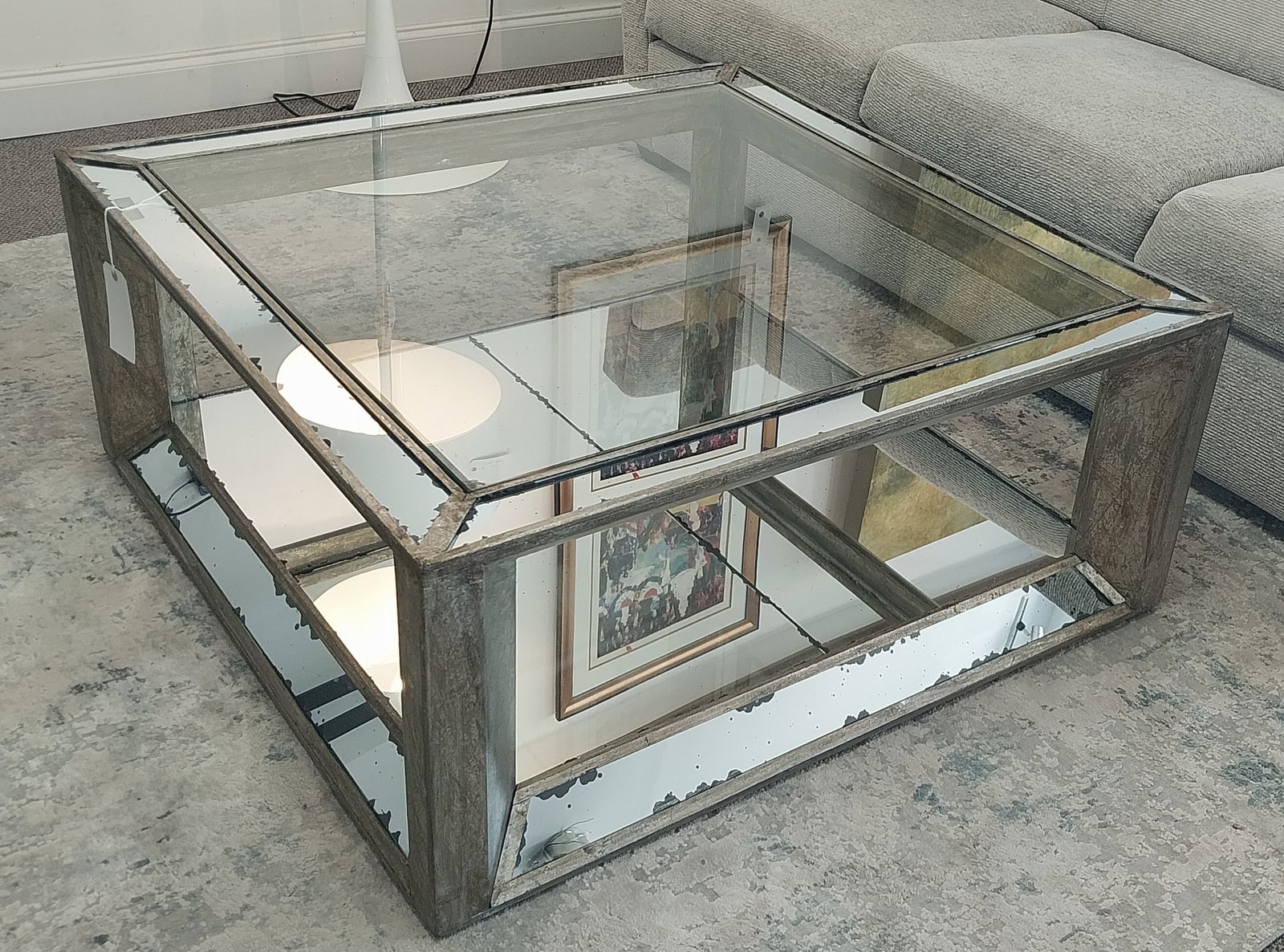 Mirrored Coffee Table, 42in square, rustic (1 of 2)