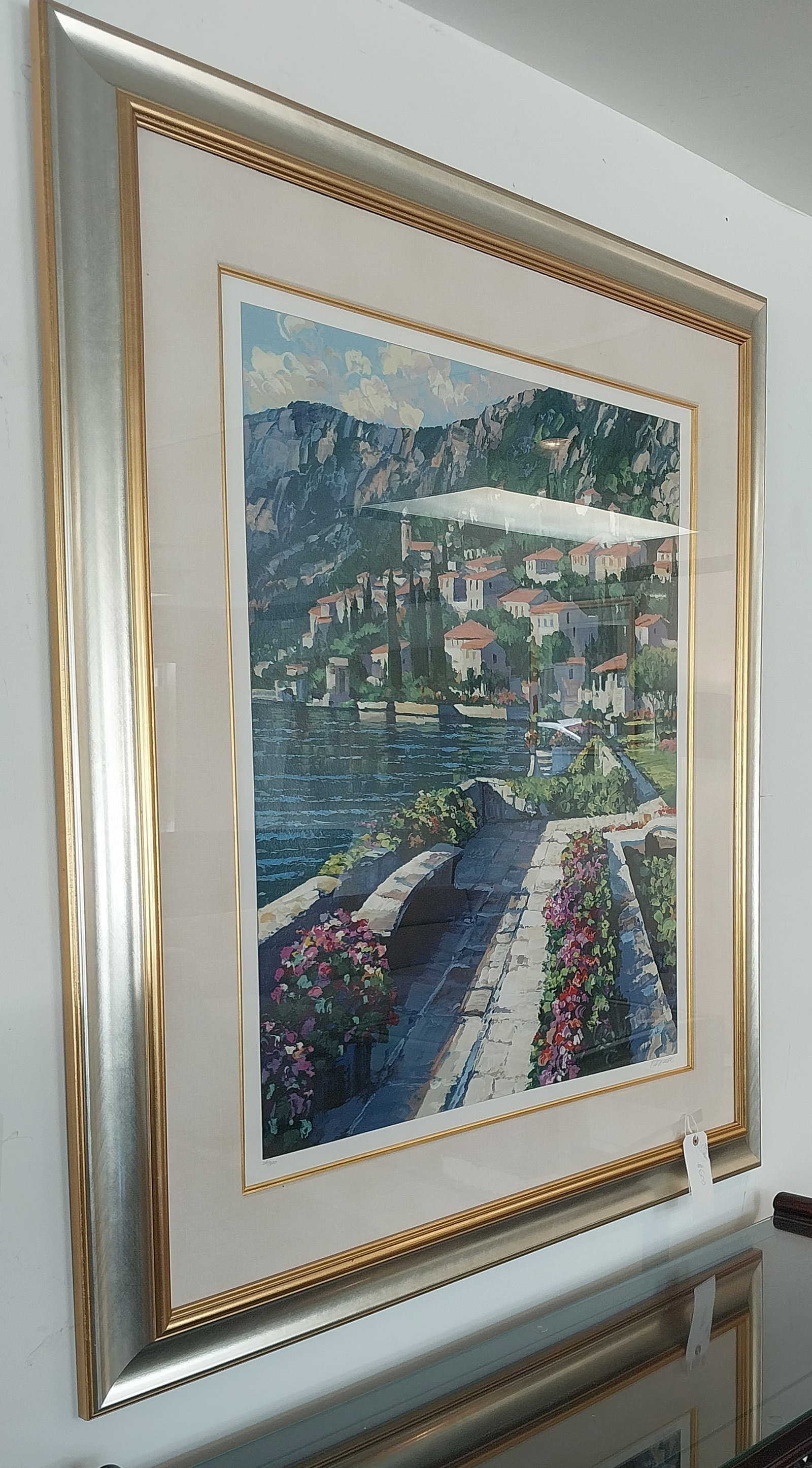 Framed Lithograph, "Recollections of Lake Como" by Howard Behrins, 53 x 47in: Framed Lithograph, "Recollections of Lake Como" by Howard Behrins, 53 x 47in