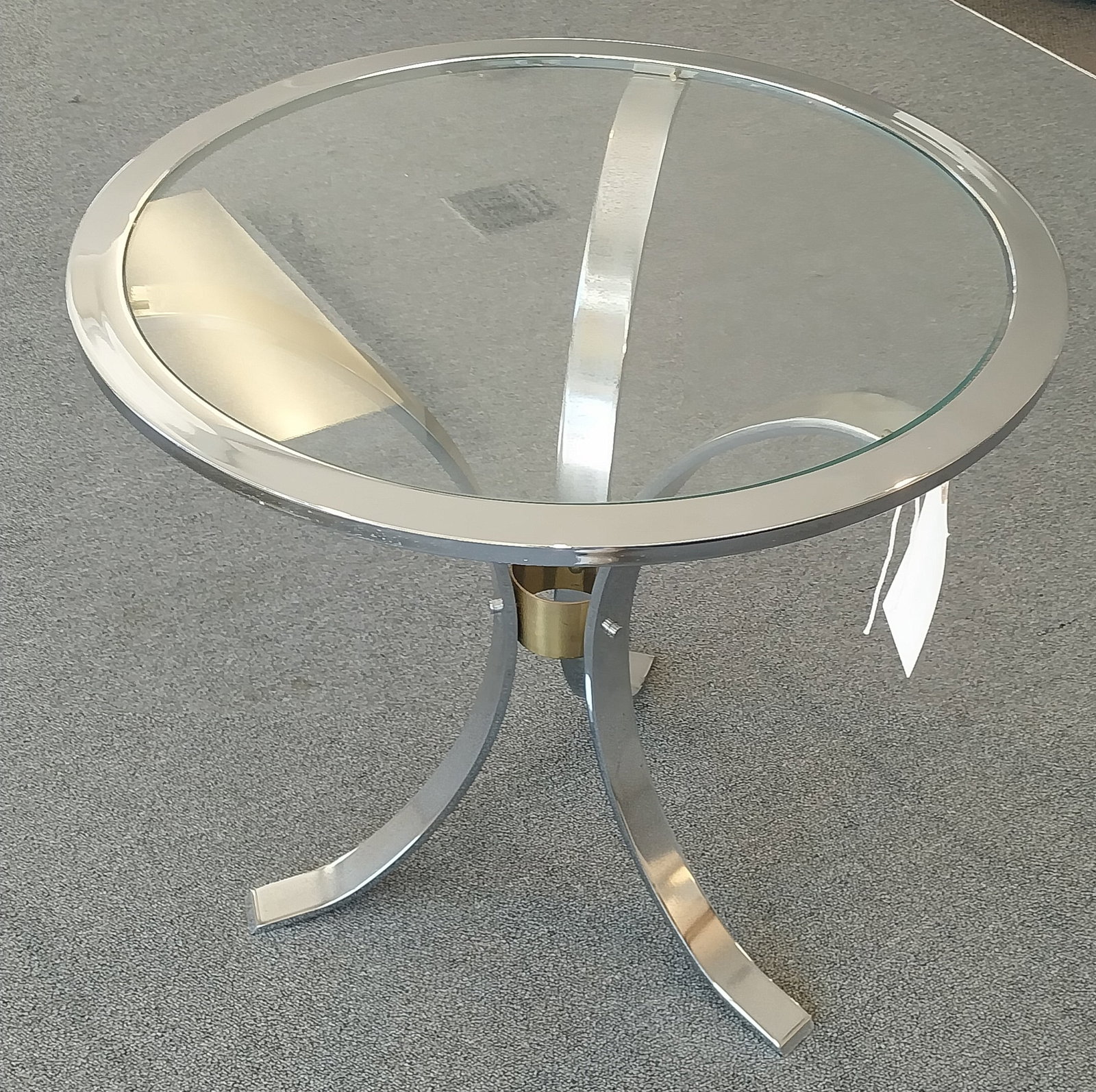 22 in Chrome and glass side table - small issue (1 of 3)