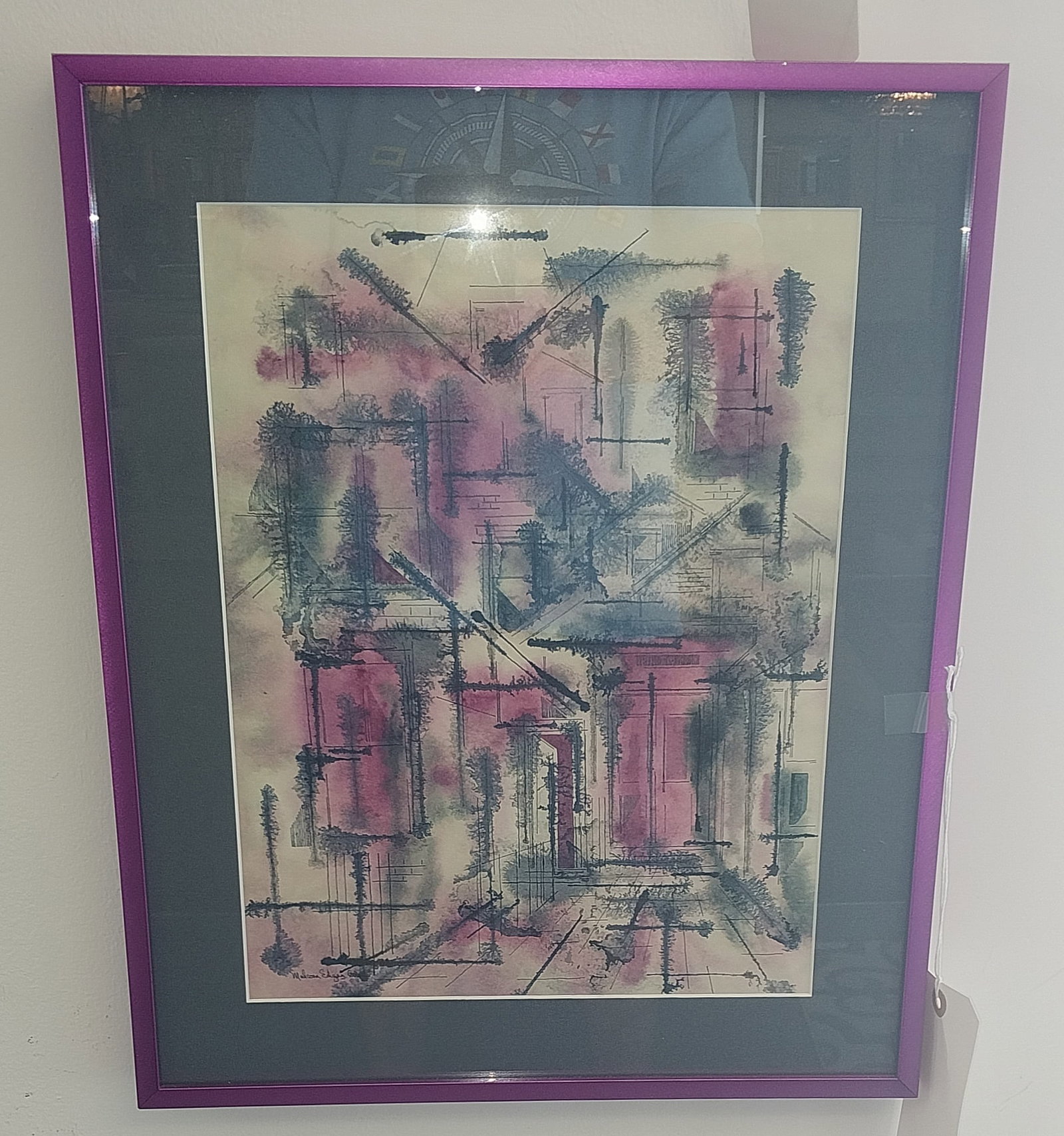 Abstract Artwork with purple framed-- 15 x 18.5 in (1 of 2)