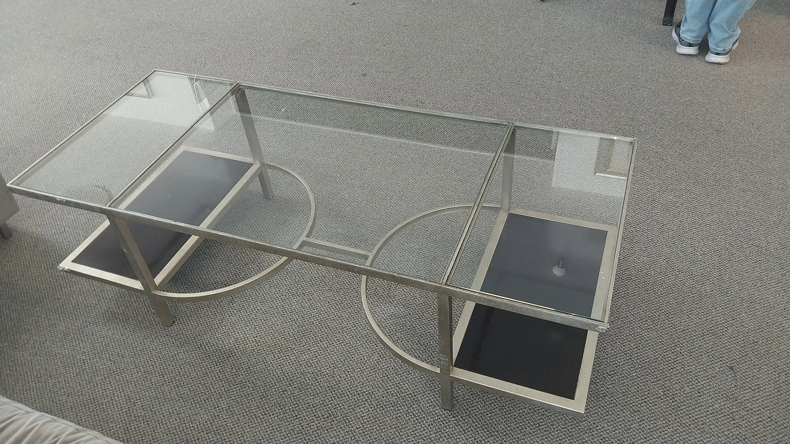 Metal & Glass Coffee Table, 24 x 58in: Metal & Glass Coffee Table, 24 x 58in