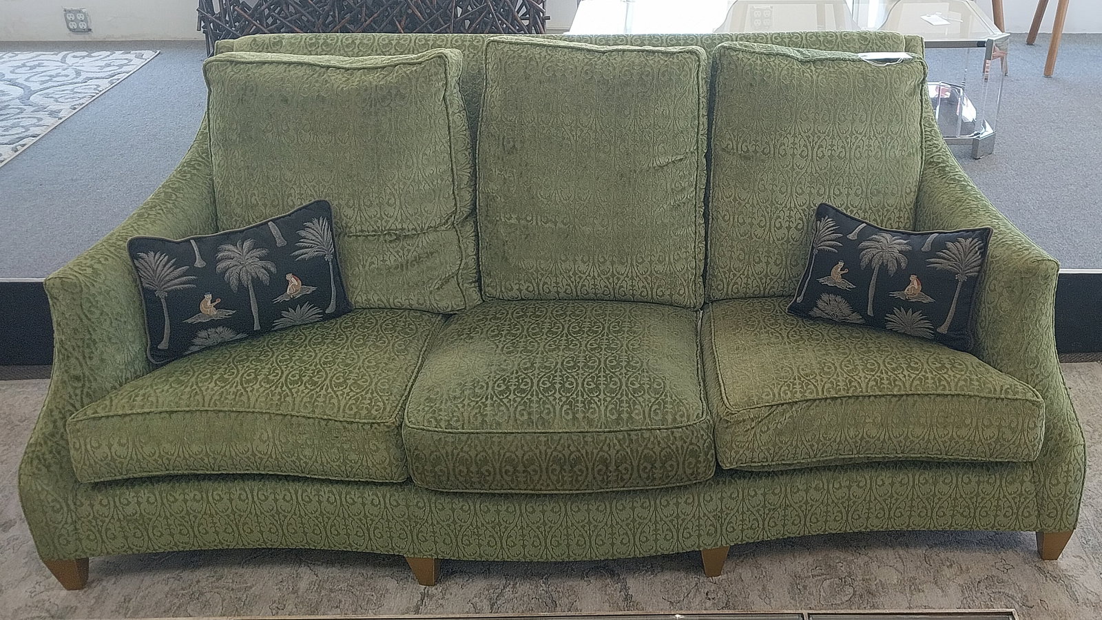 Vintage Green Donghia Couch, 81in - black pillows not included (1 of 4)
