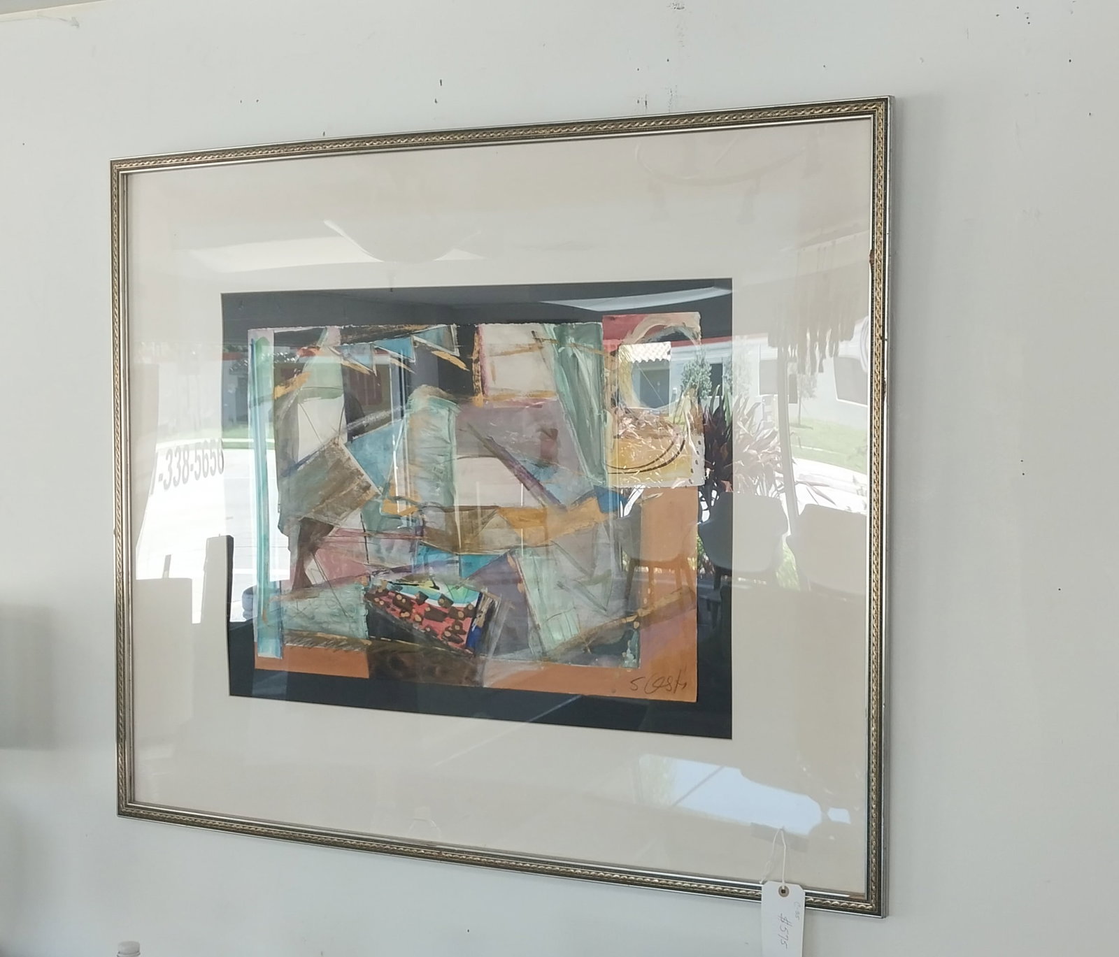 Signed Abstract artowrk - framed - 41 - x 50.5 in (1 of 1)