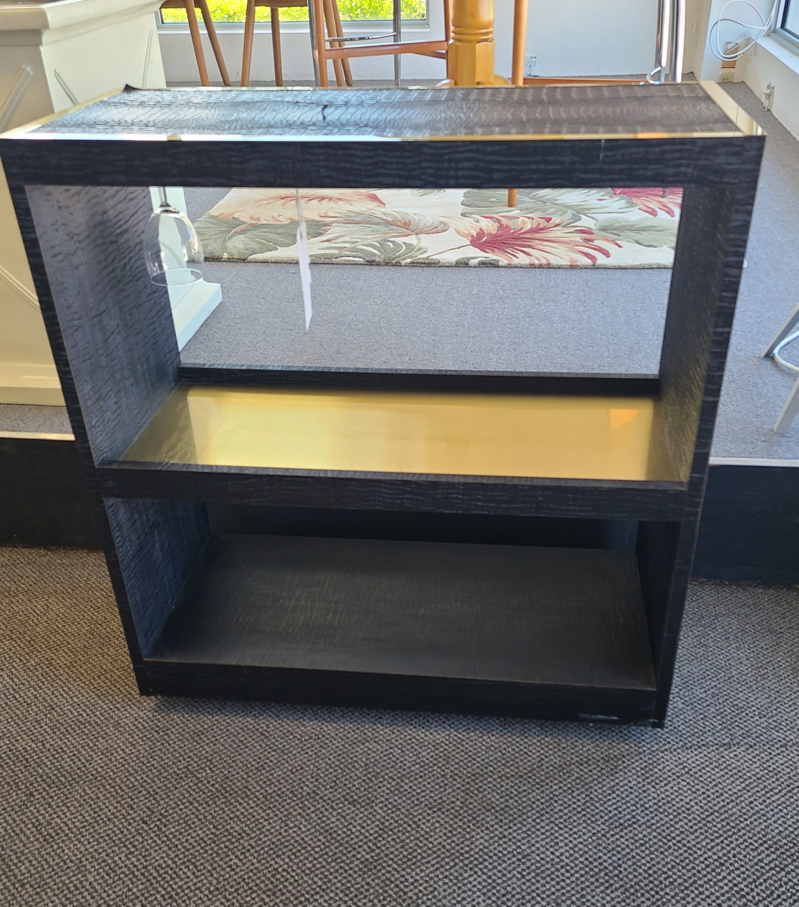 Bar cabinet in gold trim and reptile styling - 32 x 14 x 34 in H - small issue (1 of 4)