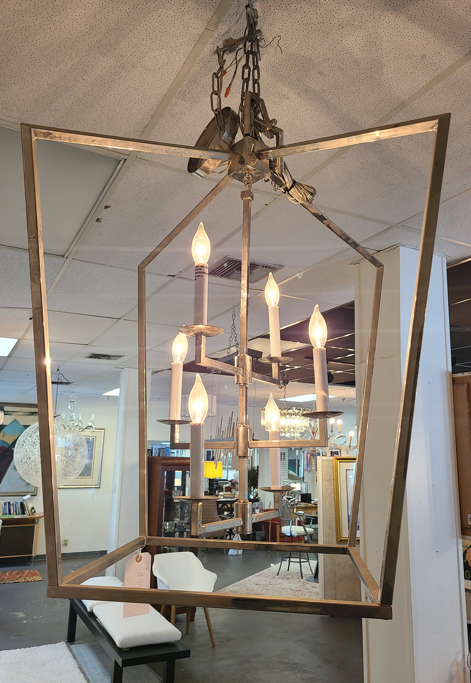 6 light Chrome Designer Chandelier -approx 36 in wide: 6 light Chrome Designer Chandelier -approx 36 in wide