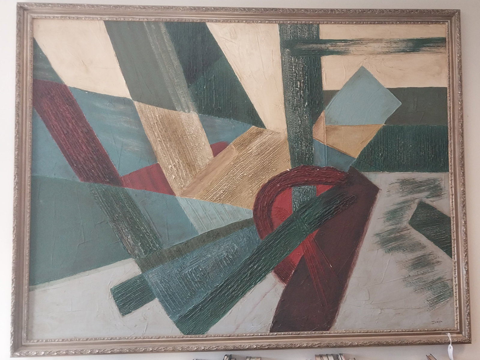 Framed Abstract Textured Painting, 66 x 86in (1 of 4)