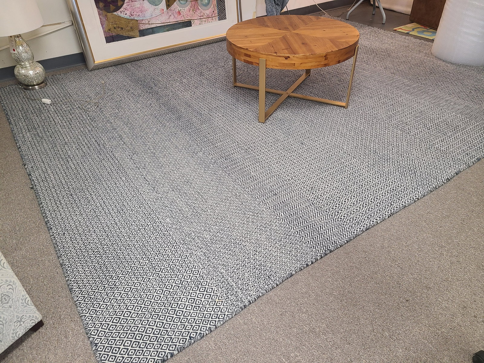 Area Woven Rug, Blue and White, 9 x 12ft: Area Woven Rug, Blue and White, 9 x 12ft