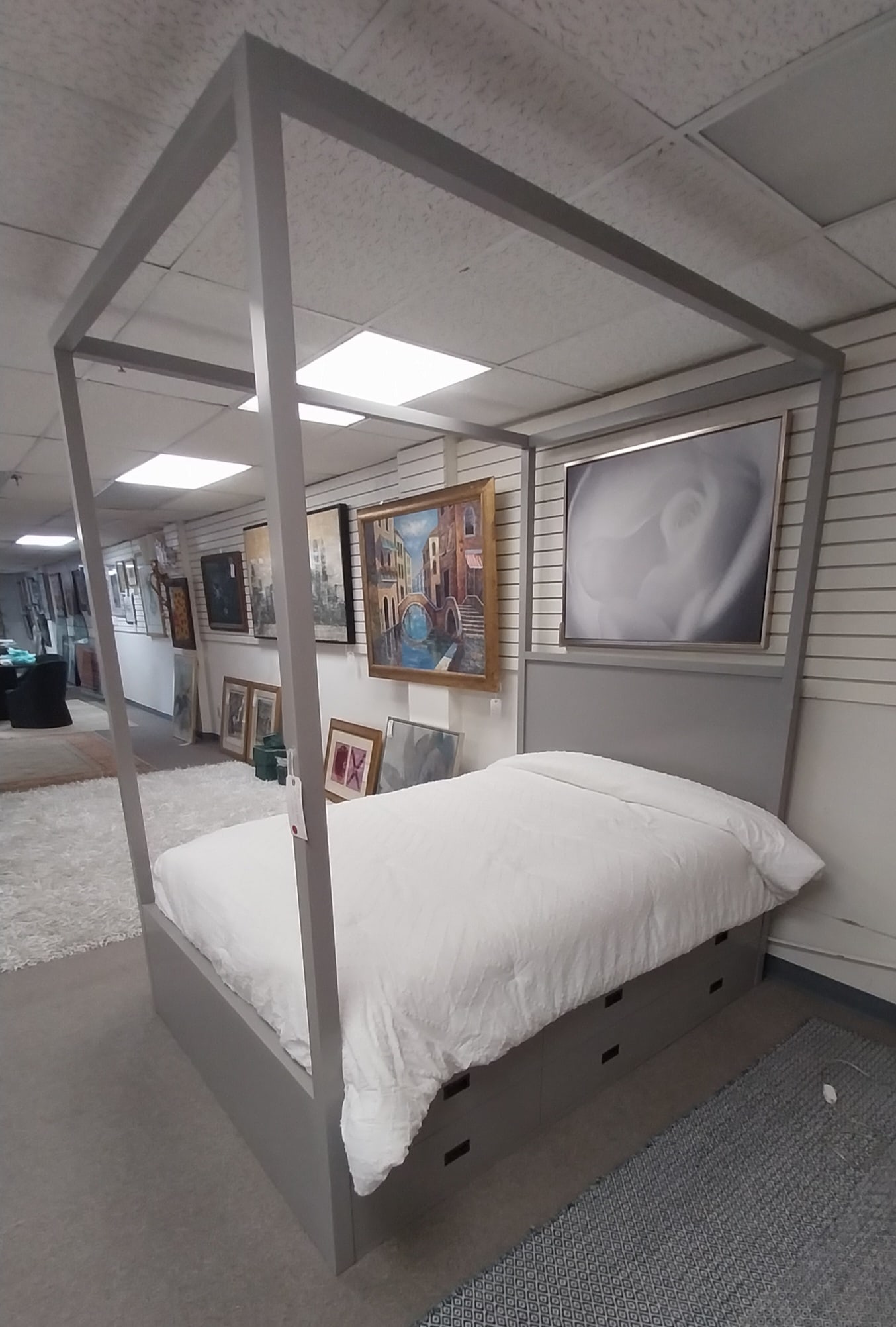 4-Post Bed by Restoration Hardware, Full Size w Mattress, 3 storage drawers on each side (1 of 3)