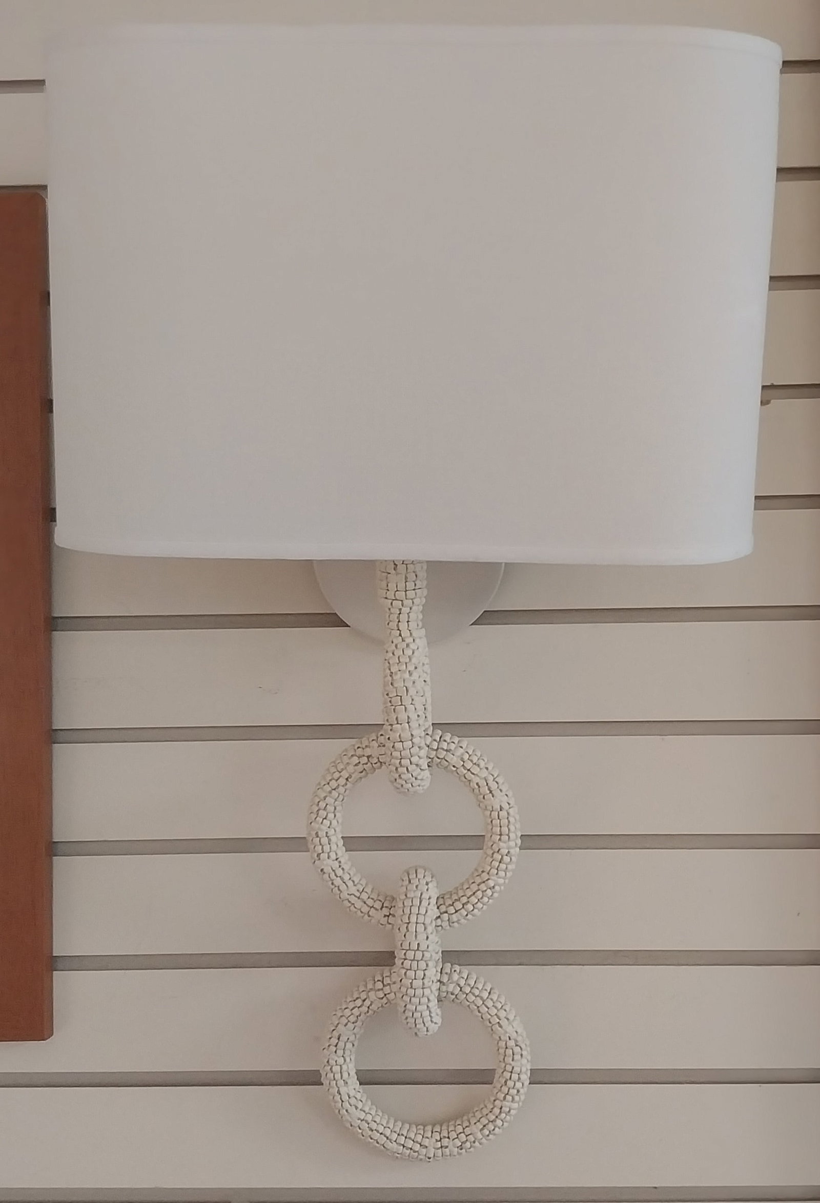 Beaded Chain Link Sconces, Cream and White, 28 x 16: Beaded Chain Link Sconces, Cream and White, 28 x 16