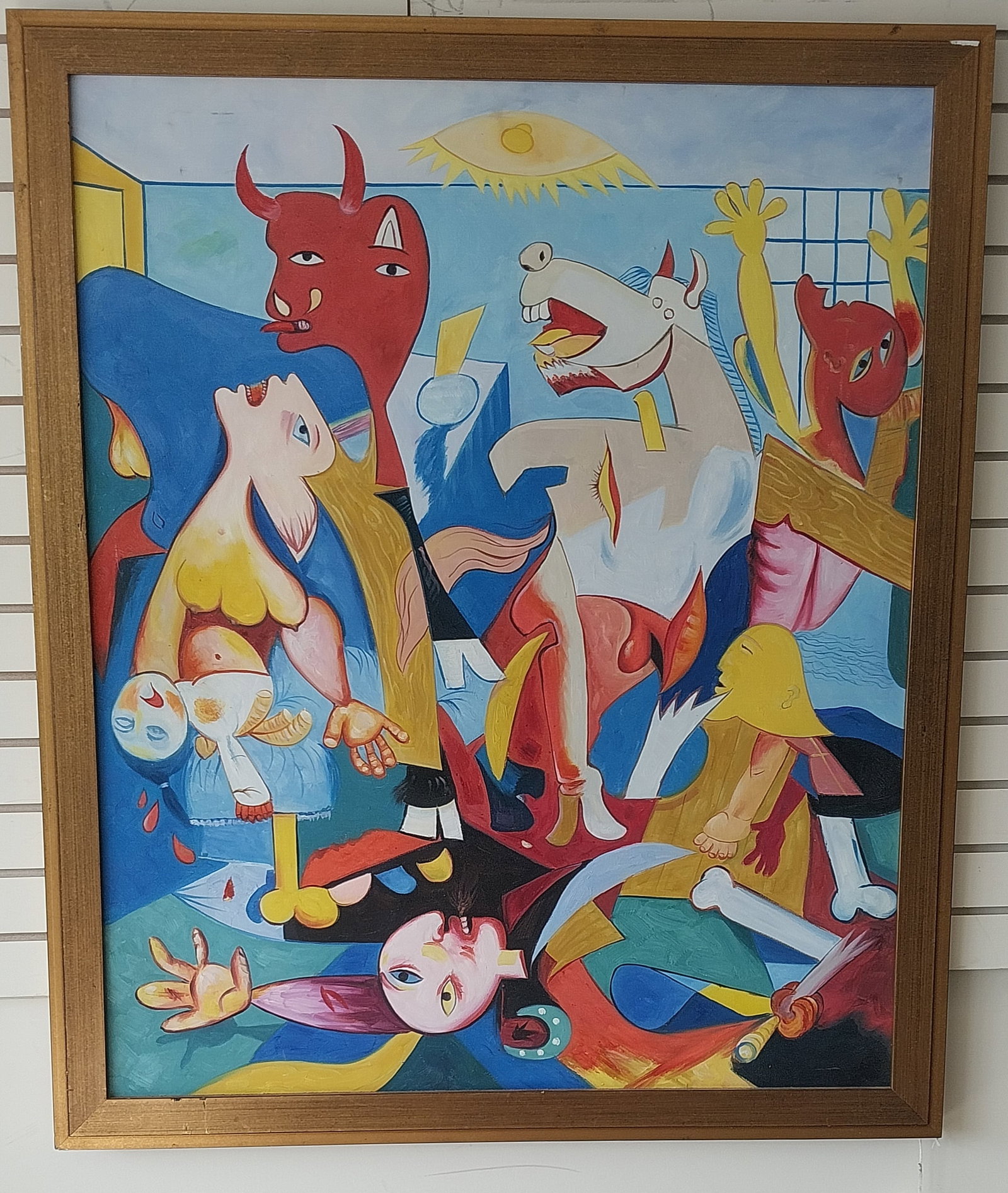 Framed Abstract Art in Picasso Style, 49.5 x 41.5 In (1 of 3)