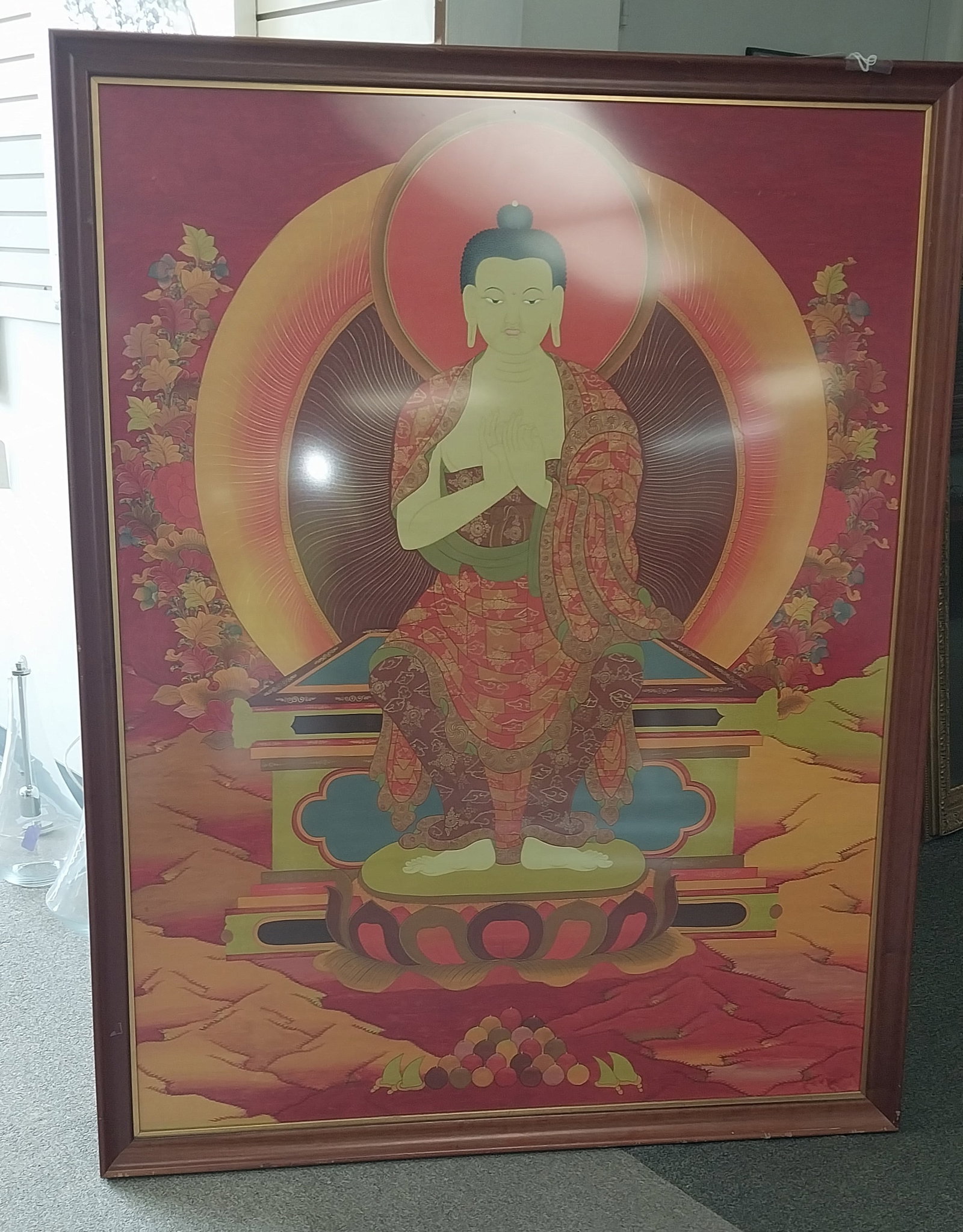 Framed Art, Tibetan Buddha, Light Scratches, 61.5 x 51.5 In: Framed Art, Tibetan Buddha, Light Scratches, 61.5 x 51.5 In
