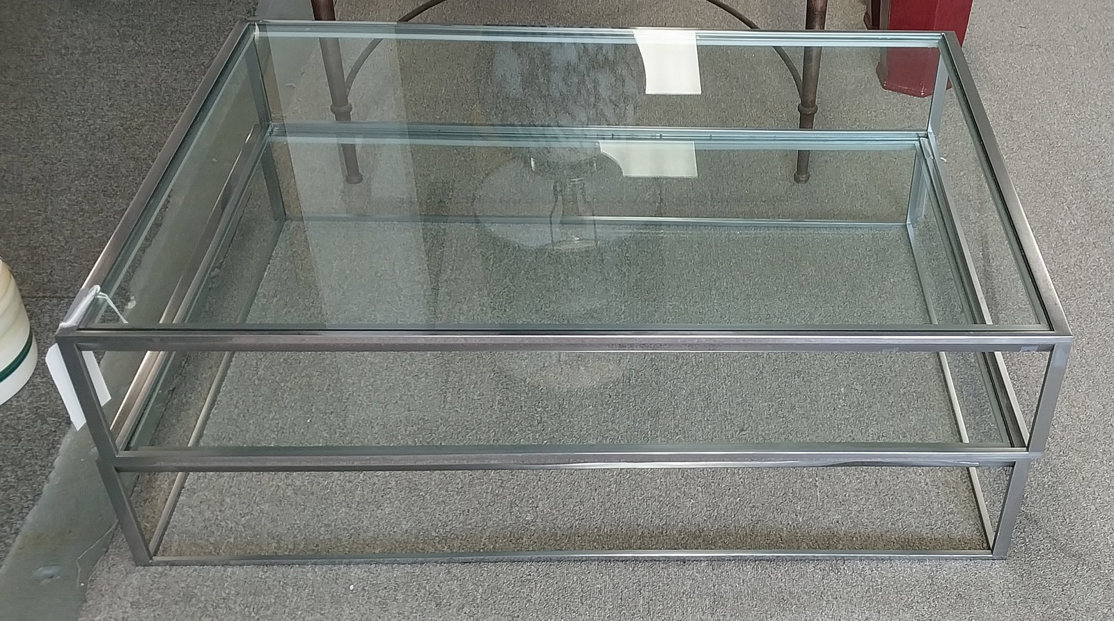 Two-Tier Chrome and Glass Coffee Table, 31.5 x 46 In (1 of 2)
