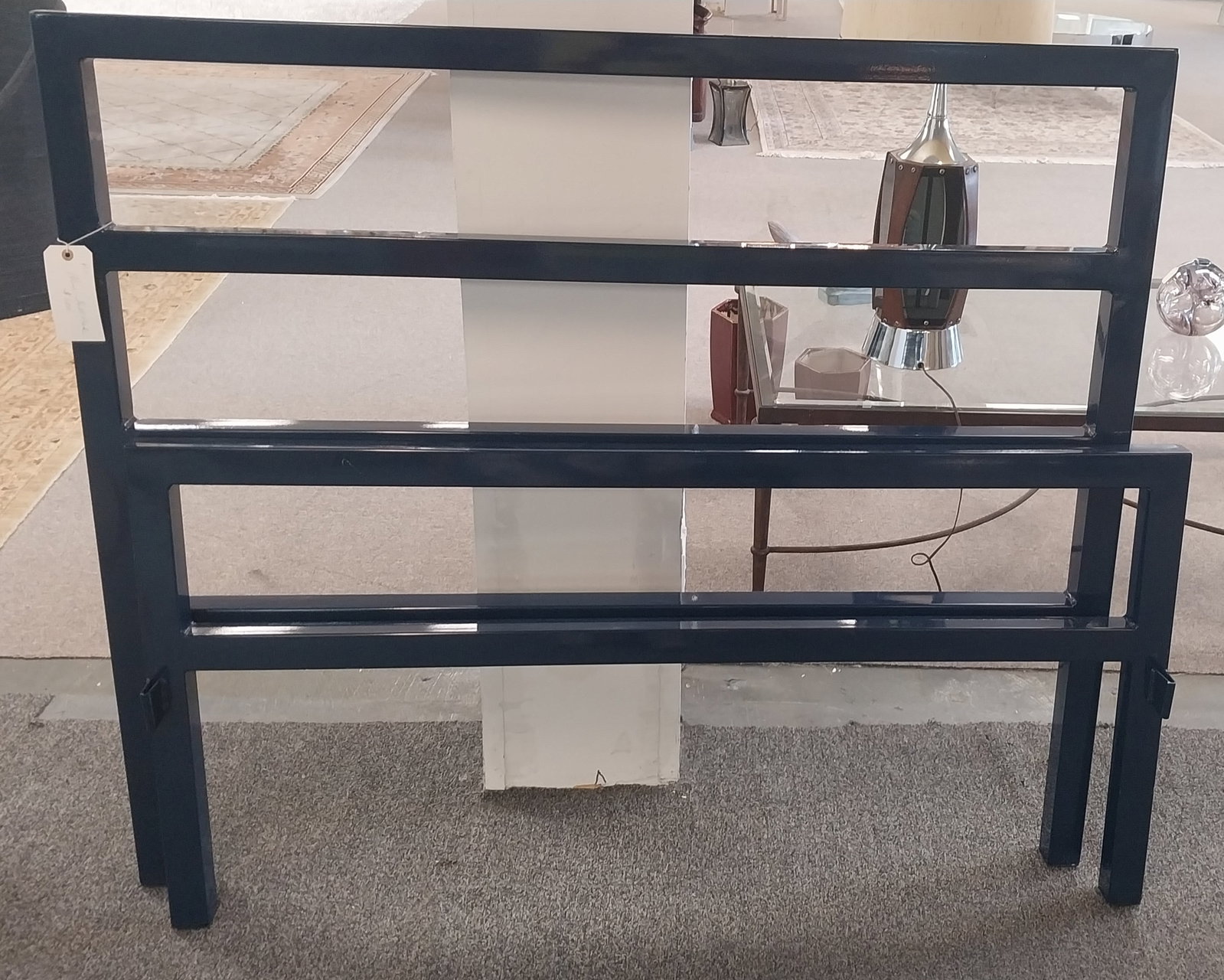 Blue Metal Bed Frame, Full Size, with Headboard, Footboard & Side Rails, 55 In. W, Lightly Chipped (1 of 1)
