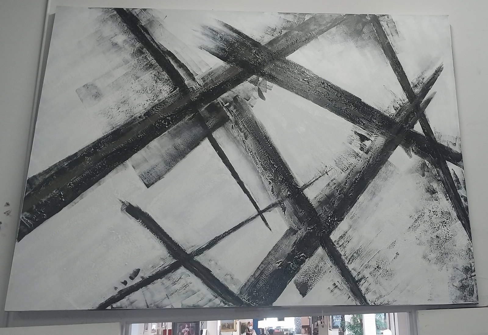 Abstract Black and White Gallery Art, 96x60 in: Abstract Black and White Gallery Art, 96x60 in