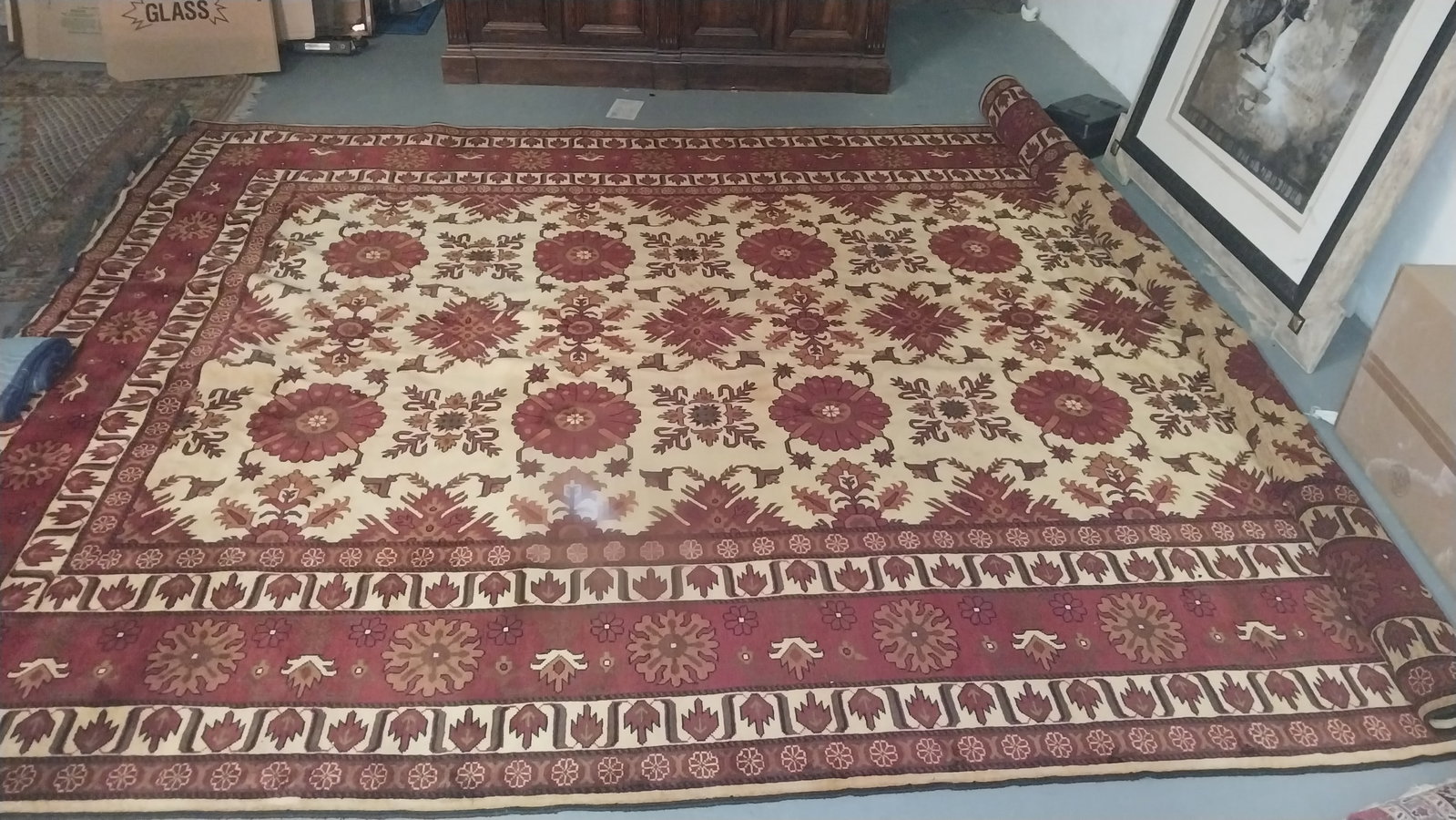Oriental Area Rug, Red & Cream, 9ft 10in x 12ft 6in (1 of 2)