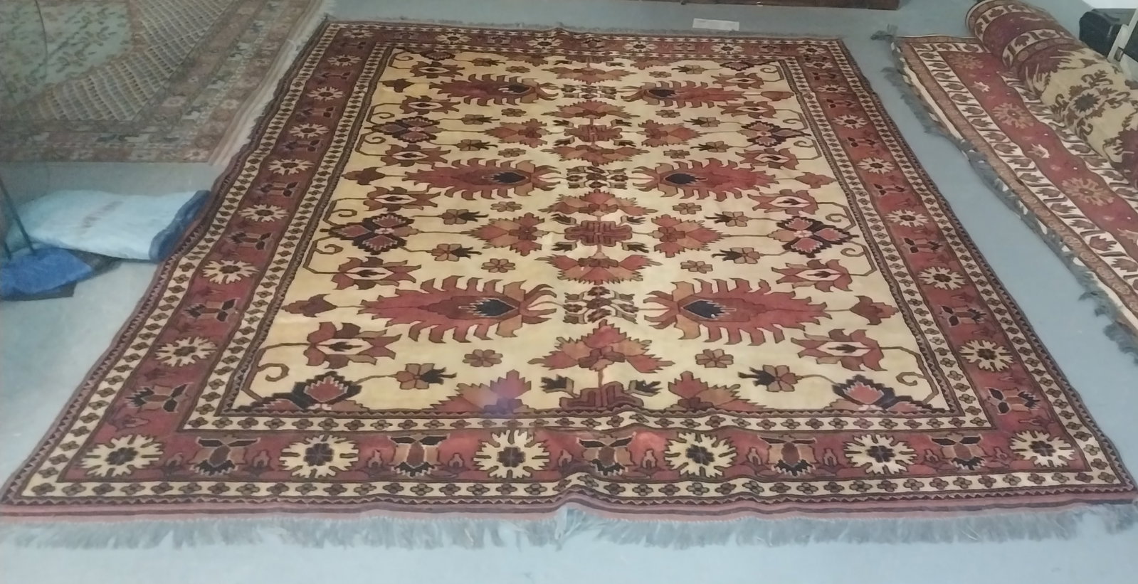 Oriental Area Rug, Red & Beige, 9ft 2in x 7ft 1in (1 of 2)