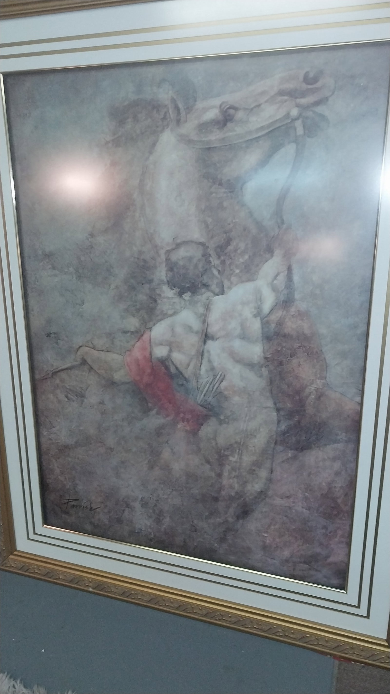 Signed Art by Parrish, 59.5 x 46.5 in: Signed Art by Parrish, 59.5 x 46.5 in