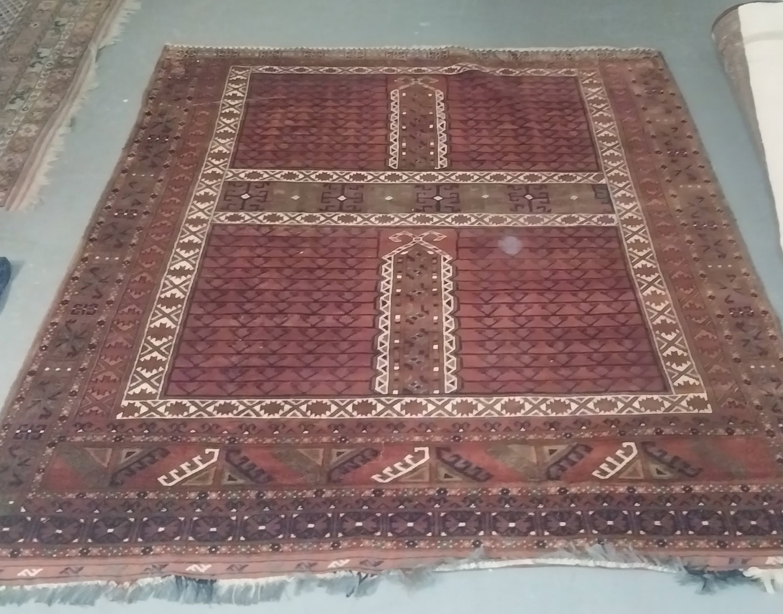 Oriental Rug, 94 x 73 in, frail edges (1 of 2)