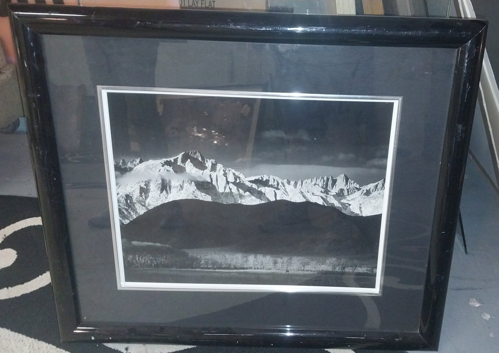 Framed Landscape Photograph, Mountain Range, 28.5 x 33 in, frame has issues (1 of 1)