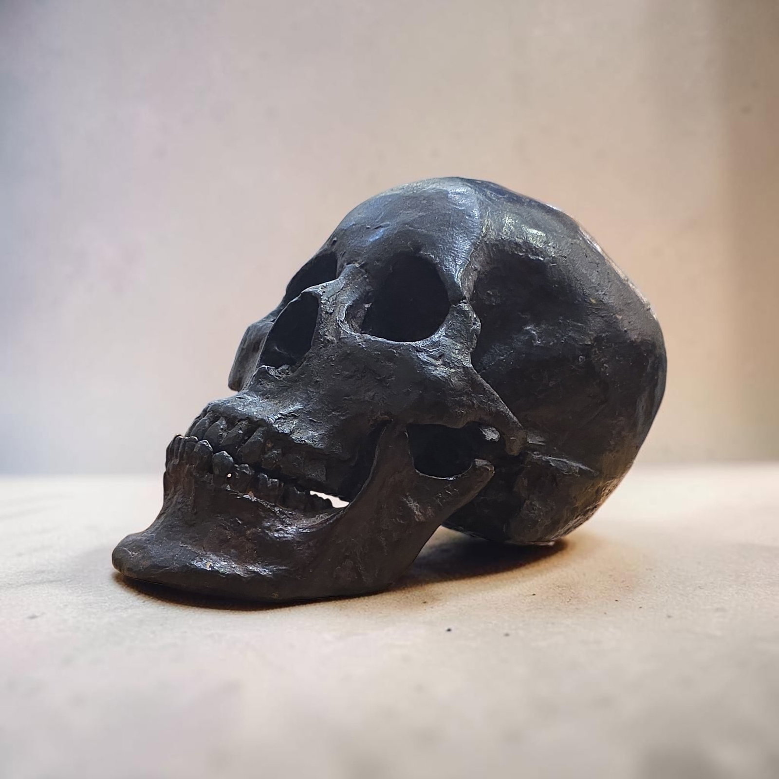 Life size bronze skull: 6" x 8" Life size bronze skull, 1900's, Great Patina