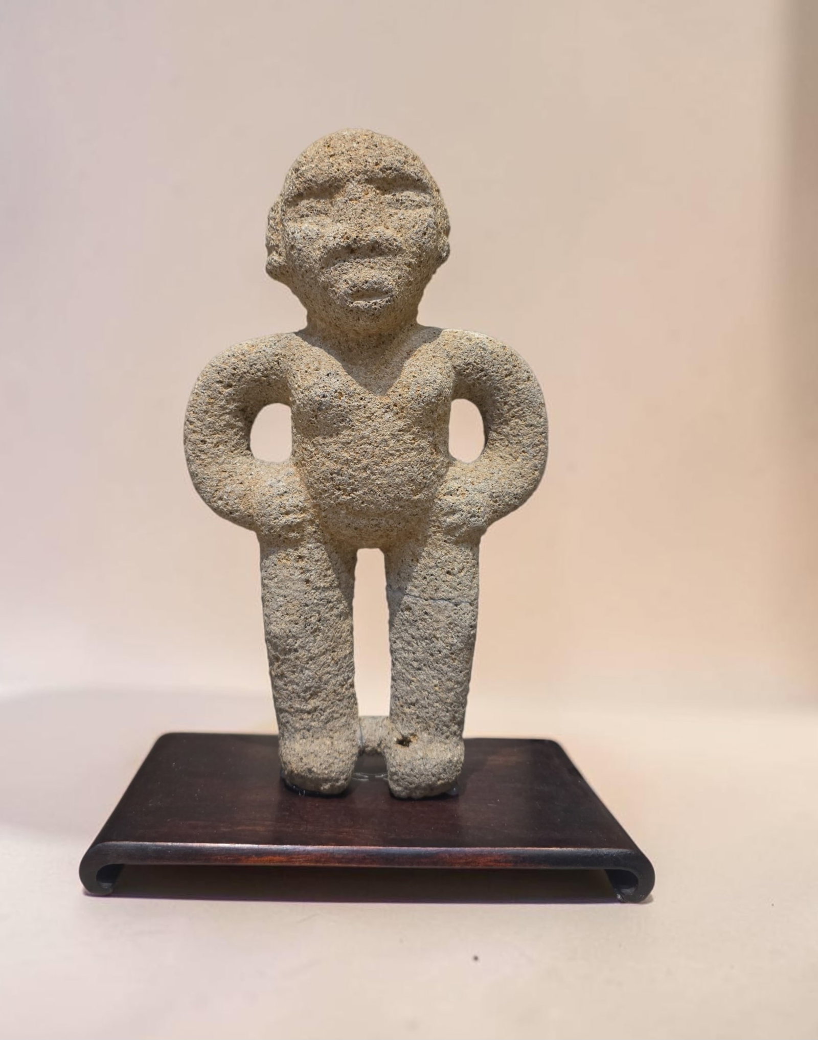 Pre-Columbian Basalt Standing Figure: 13" x 7.5" Pre-Columbian Basalt Standing Figure, Ceremonial Standing Basalt Figure, Atlantic Watershed, Costa Rica 300-800 C.E.