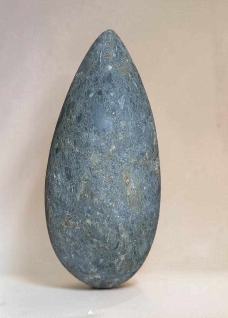 Pre-Columbian Ceremonial Taino Celt: 7.25" x 3.5" Pre-Columbian Ceremonial Taino Celt, Blue-Green Hue, Taino Culture 800-1200 C.E.