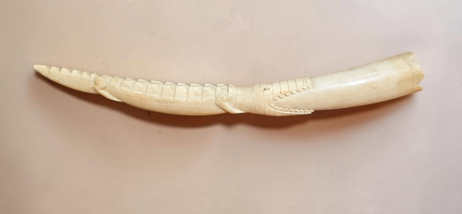 Antique African tribal crocodile carving late 19th century: 22" x 3.5" Antique African tribal crocodile carving late 19th century