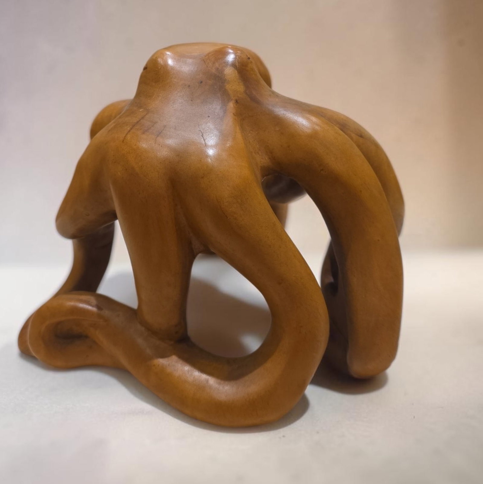 Mid century wood carved octopus sculpture: 14" x 8.5" Mid century wood carved octopus sculpture