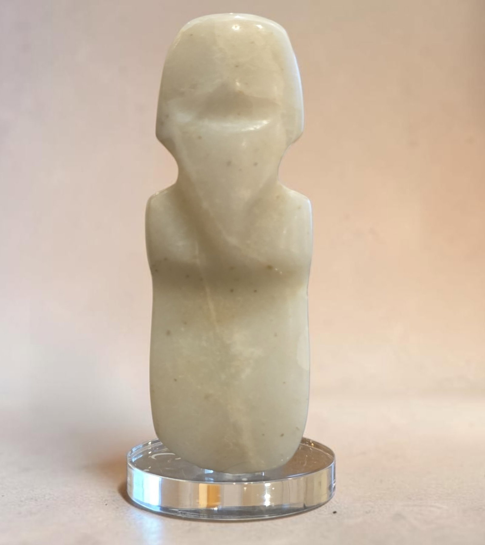 Pre-Columbian Jade avian Celt: 3.5" x 1.25" Pre-Columbian Jade avian Celt, Translucent Jade, Mineral Deposits, High Polish, Harpy Eagle Avian Celt, Nicoya Costa Rica, 500-800 C.E.