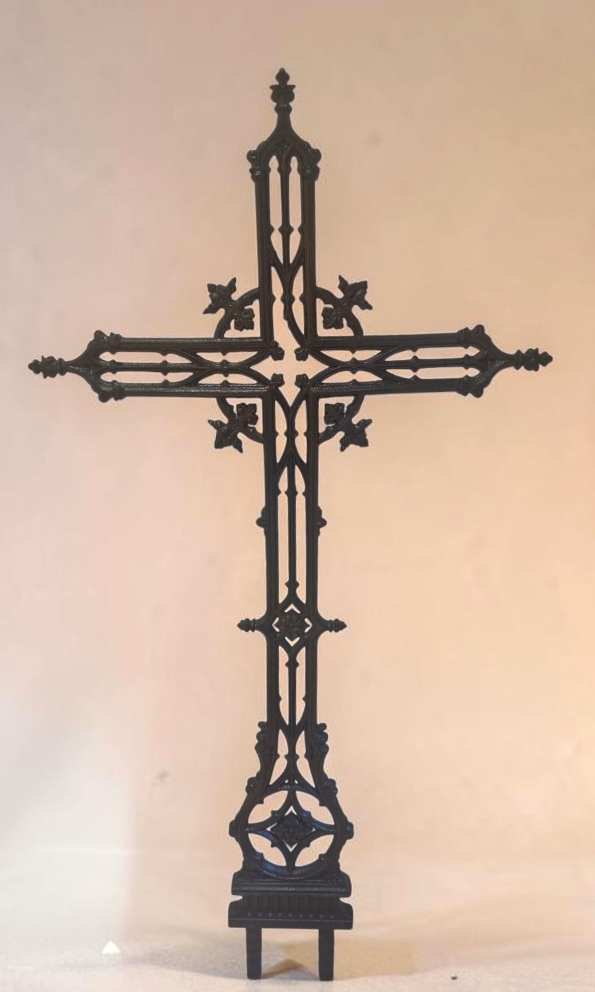 19th Century French Iron Cemetery Cross: 52" x 22" approx 19th Century French Iron Cemetery Cross, Gothic Revival Cross