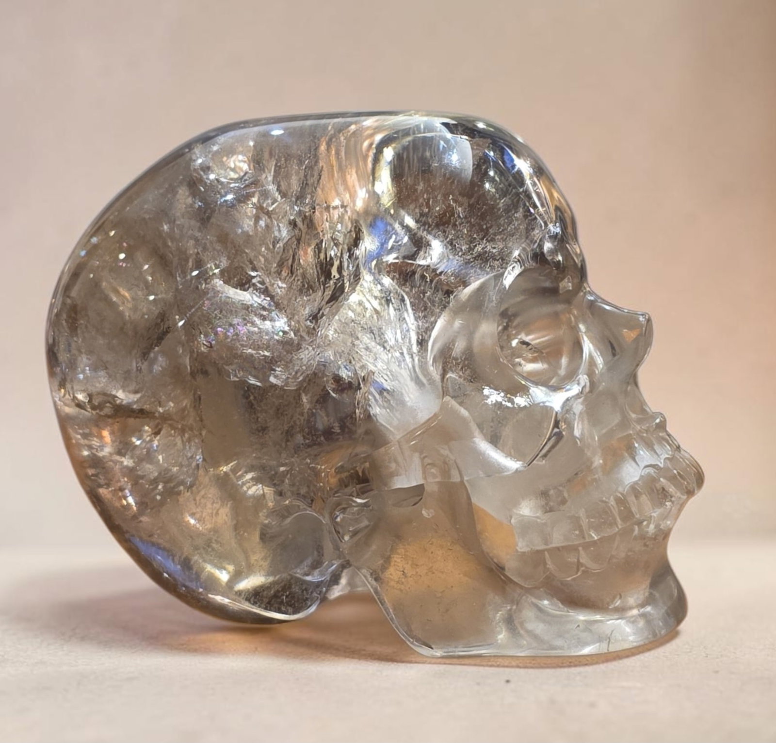 Smoky Quartz Hand Carved Skull: 4.5" x 4.75" Smoky Quartz Hand Carved Skull, Hand Crafted, Exquisite Quality, High Polish