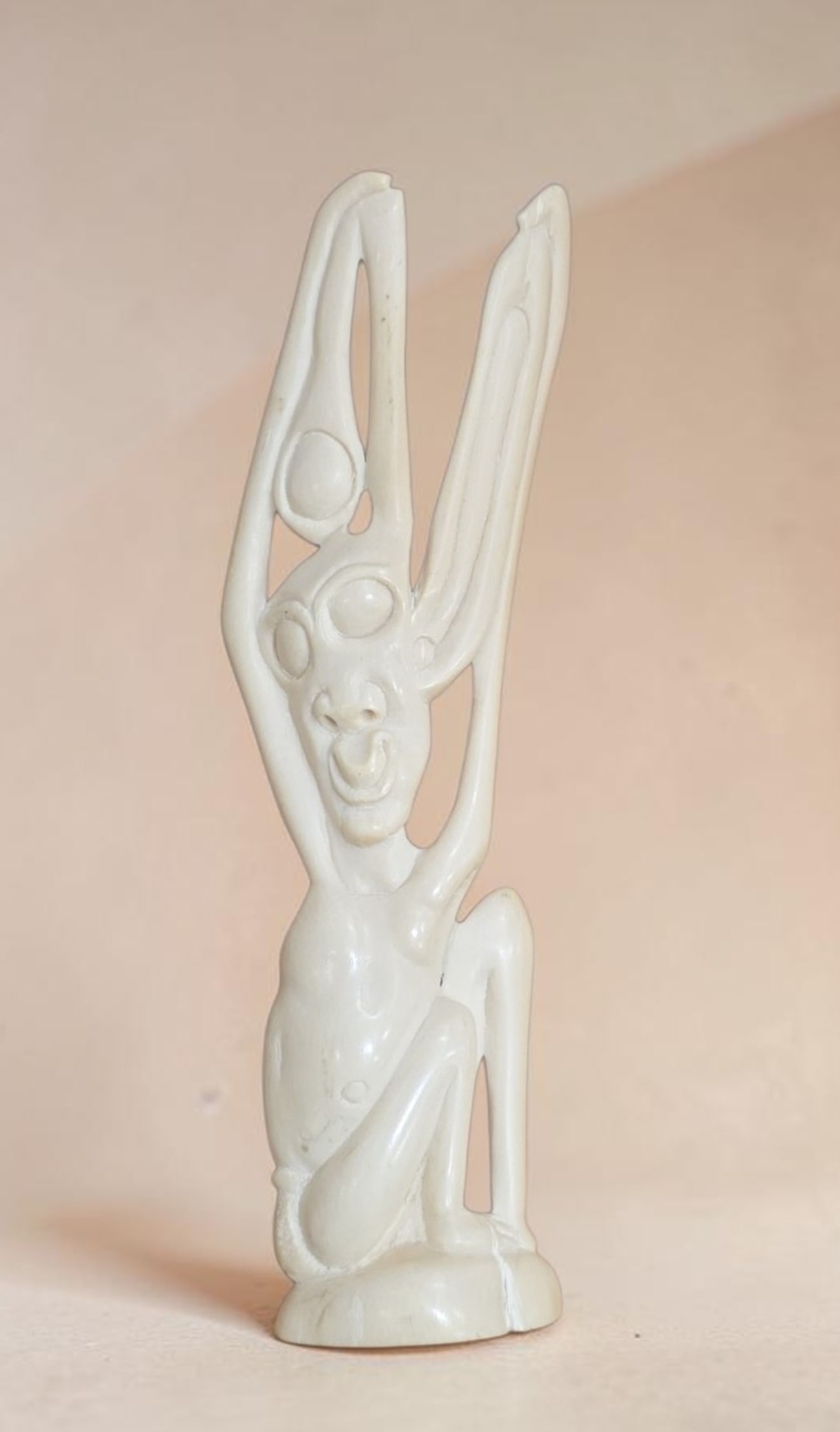 Mid Century African Tribal Art, Stylized Human Form: 2.5" x 10" Mid Century African Tribal Art, Stylized Human Form, Mumuye or Dogon Ancestral Figure, Extended Torso and Elongated Head