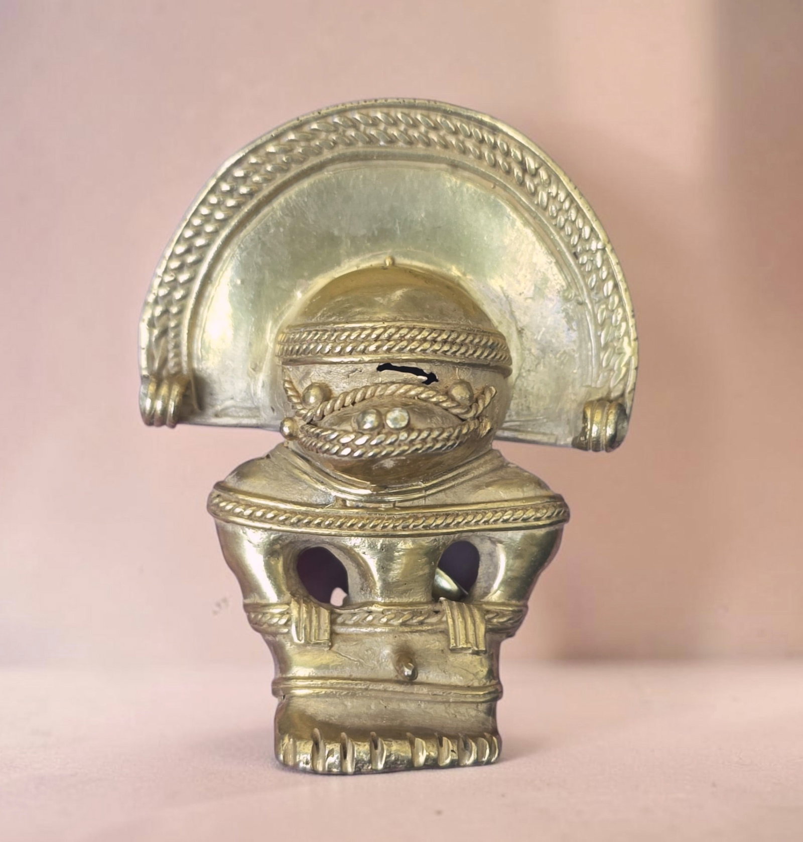 Pre-Columbian Tairona culture anthropomorphic figure pendant, Tumbaga: 2.5" Pre-Columbian Tairona culture anthropomorphic figure pendant , Tumbaga, Santa Marta region northern Colombia , 900 - 1300 C.E.