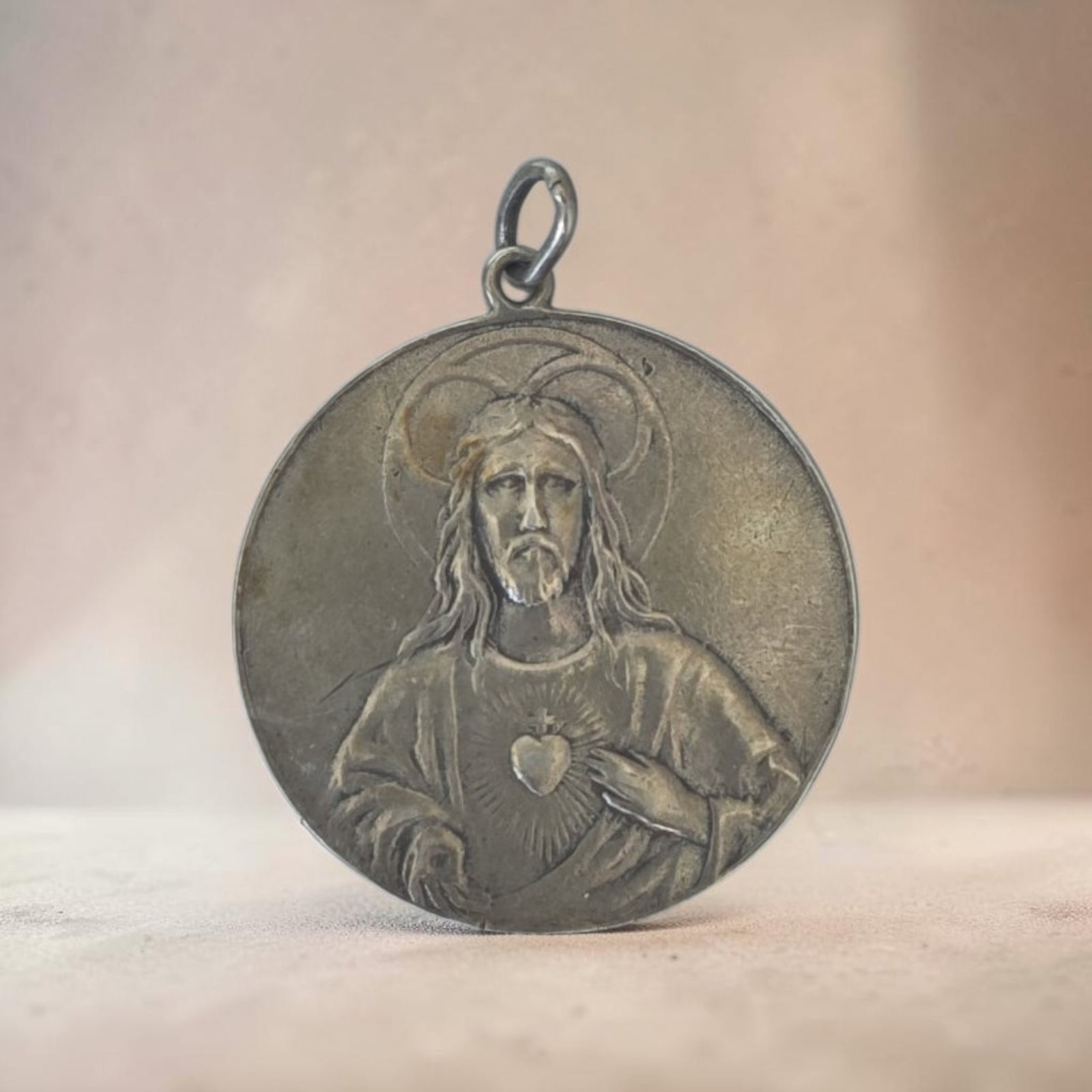 Antique Devotional Medal of The Sacred Heart (1 of 2)