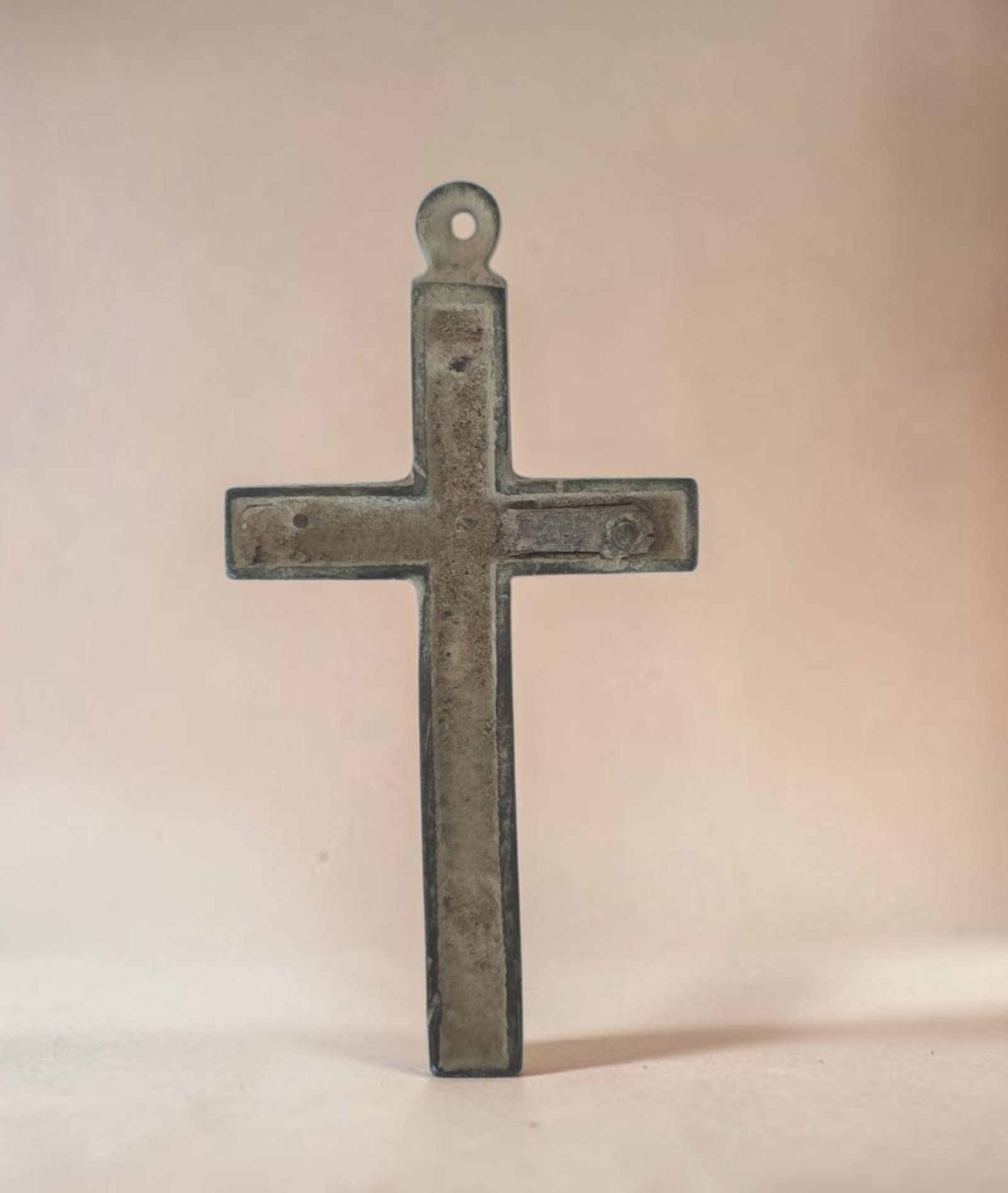 Antique Italian Crucifix Pendant Bronze, 1800's: 1.5" Antique Italian Crucifix Pendant, Bronze, Heavy Patina, 1800's