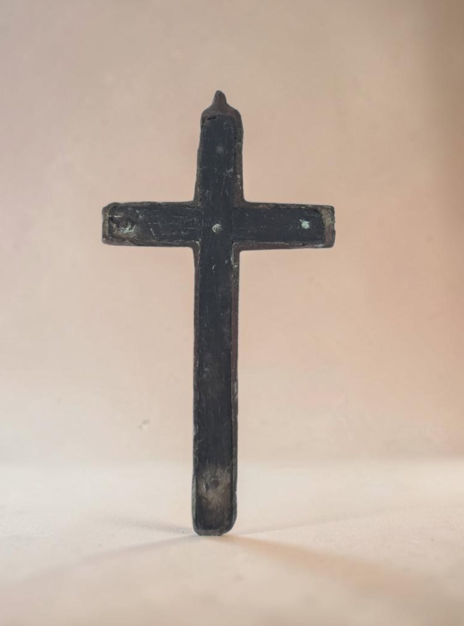 Antique Italian Crucifix Pendant Bronze, 1800's: 2.25" Antique Italian Crucifix Pendant, Bronze, Heavy Patina, 1800's
