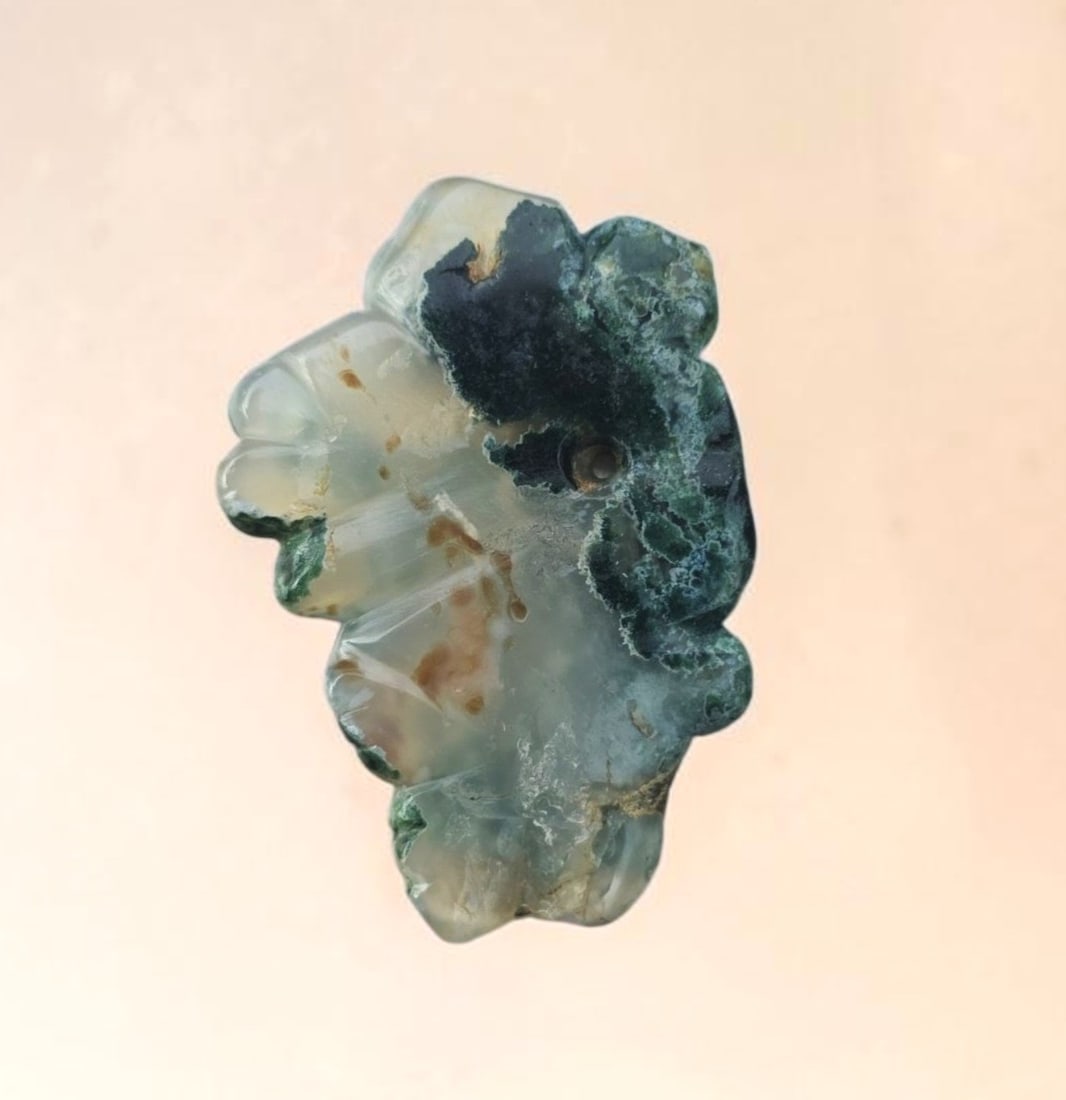 Pre-Columbian Abstract Mayan Jade Face Pendant: 1.5" x 2.25" Pre-Columbian Abstract Mayan Jade Face Pendant, Translucent Jade, Mesoamerica, 300-800 C.E.