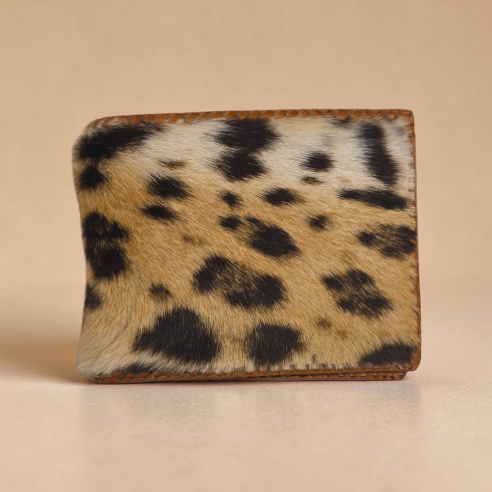 Antique Leopard Hair Taxidermy Wallet: 4" x 2.75" Antique Leopard Hair Taxidermy Wallet , Bi-fold Unisex Wallet