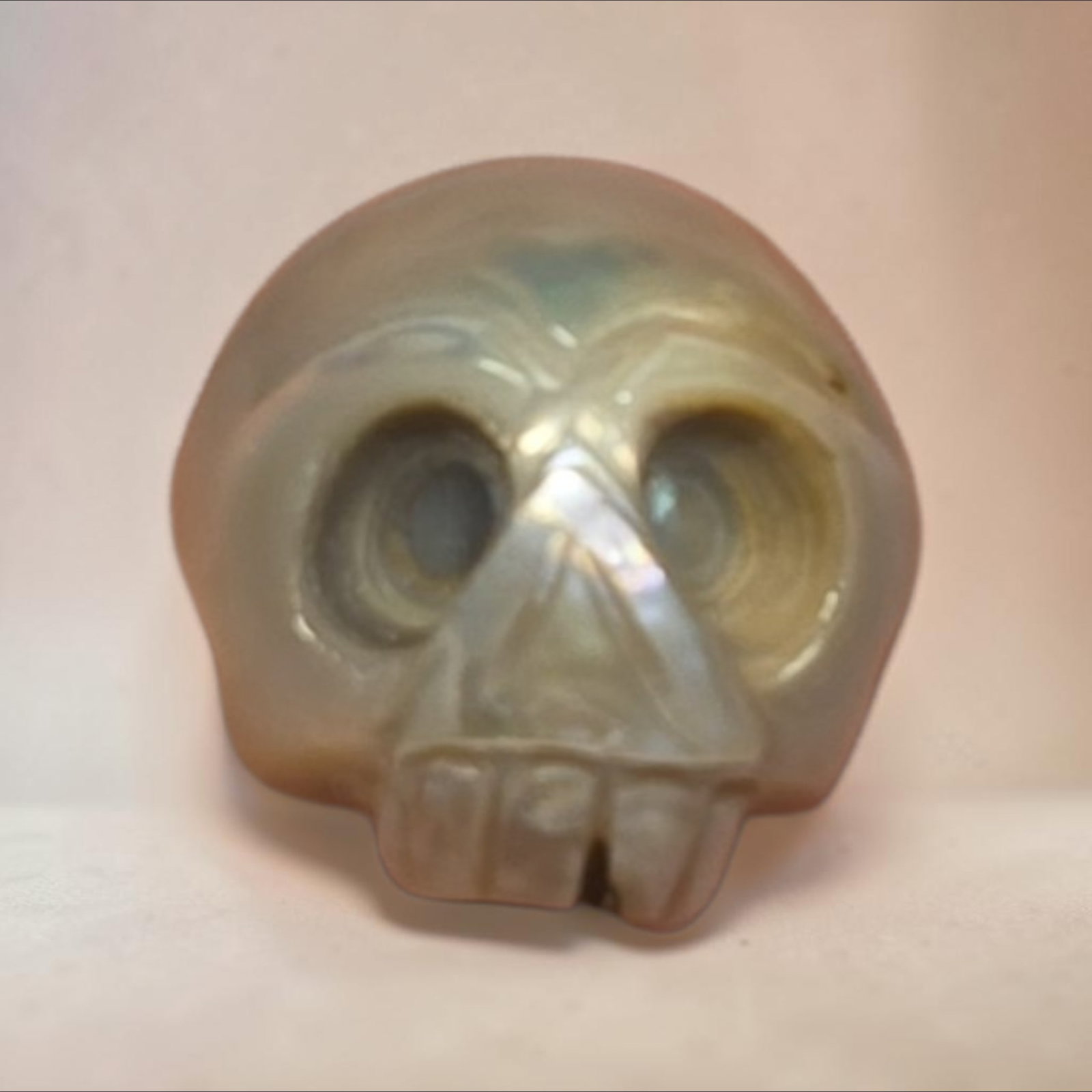 Carved Tahitian Skull Pearl: 8MM Carved Tahitian Skull Pearl, Horizontal Drilled Hole