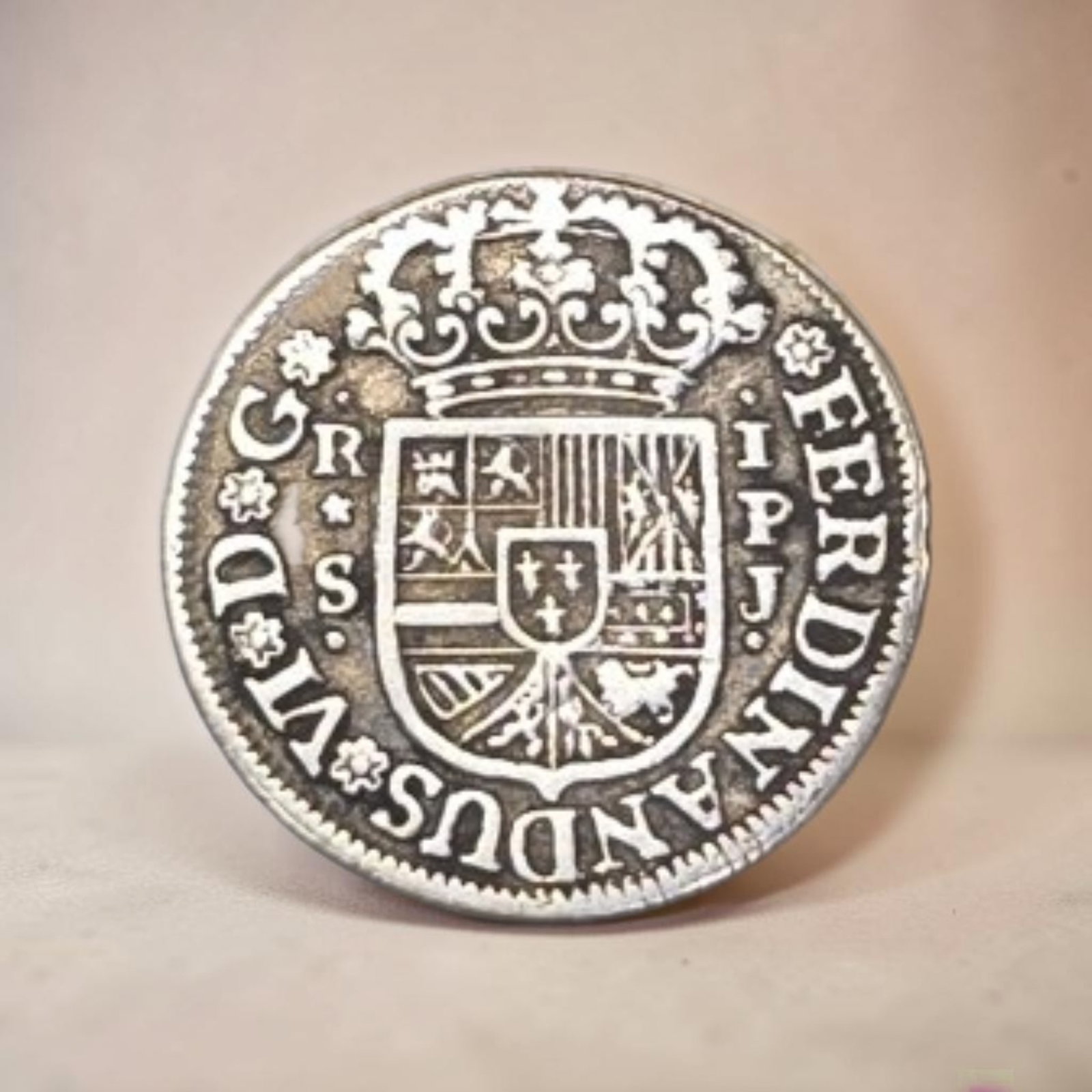 1751 Spanish 1 Reale, 1700's: 20MM 1751 Spanish 1 Reale, 1700's , Colonial Cross Pirate Coin, 1 Bit Treasure, VF-XF-1751 Spanish Silver Coin, 2.7g