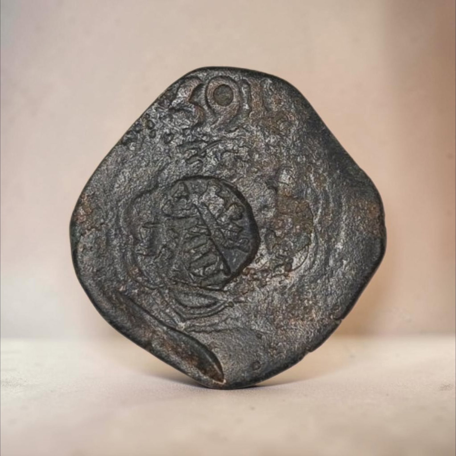 Silver Billon Mix Coin, Pirate Cob 1655: 3/4" Silver Billon Mix Coin, 1655, 8 to 12 Maravedis Reale Spanish Silver, Spanish Pirate Cob Coin