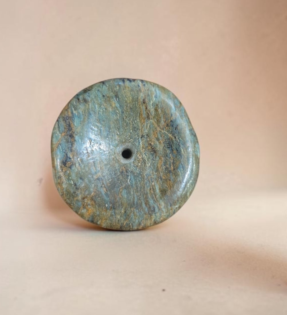 Pre-Columbian Mayan Jade Ear Flare: 1.5" Pre-Columbian Mayan Jade Ear Flare, High Polish Mayan Jade, Mesoamerica, 300-800 C.E.