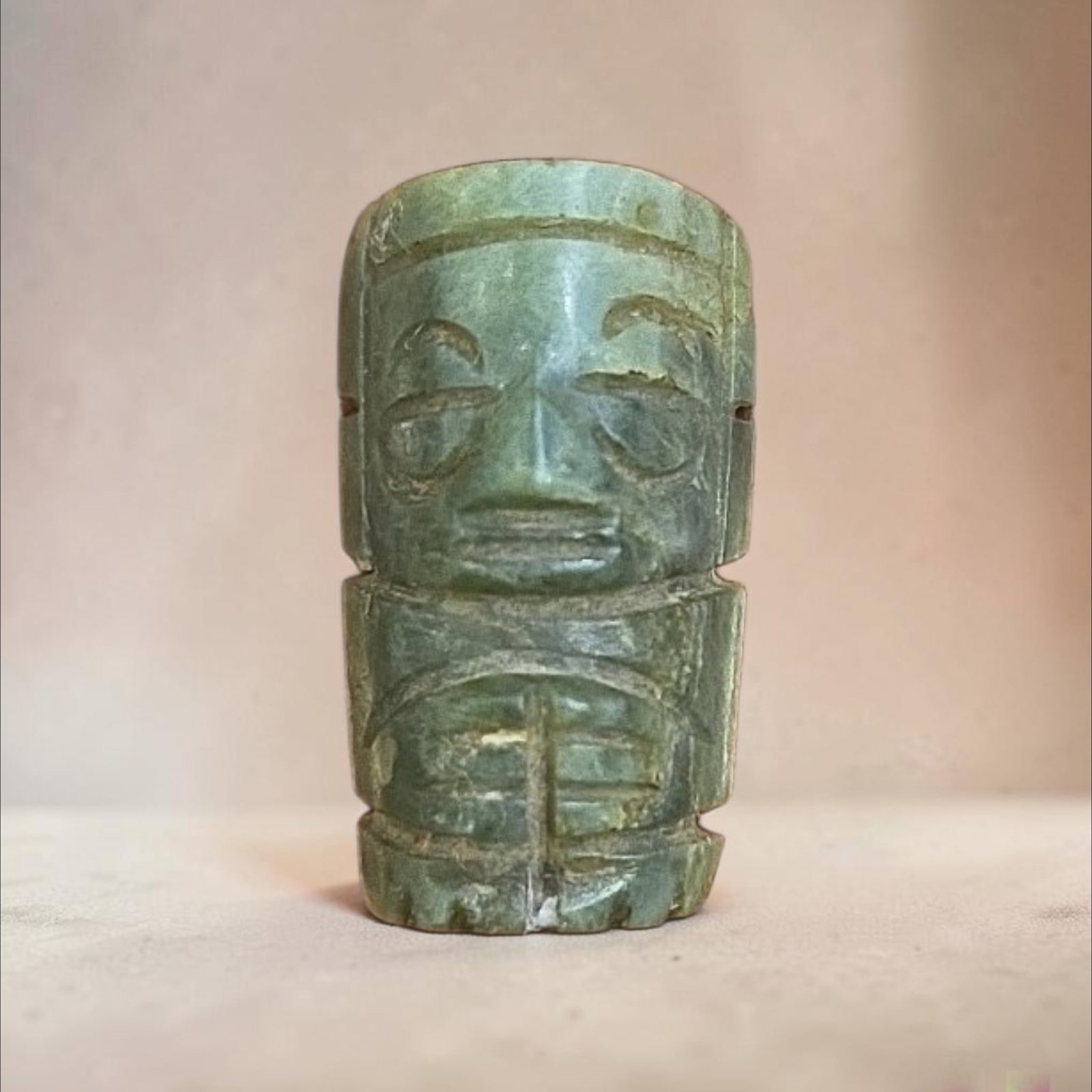 Pre-Columbian mixtec penate jade pendant: 1" Pre-Columbian mixtec penate jade pendant, jade Figure Pendant, Mixtec Culture, 100-800 C.E.