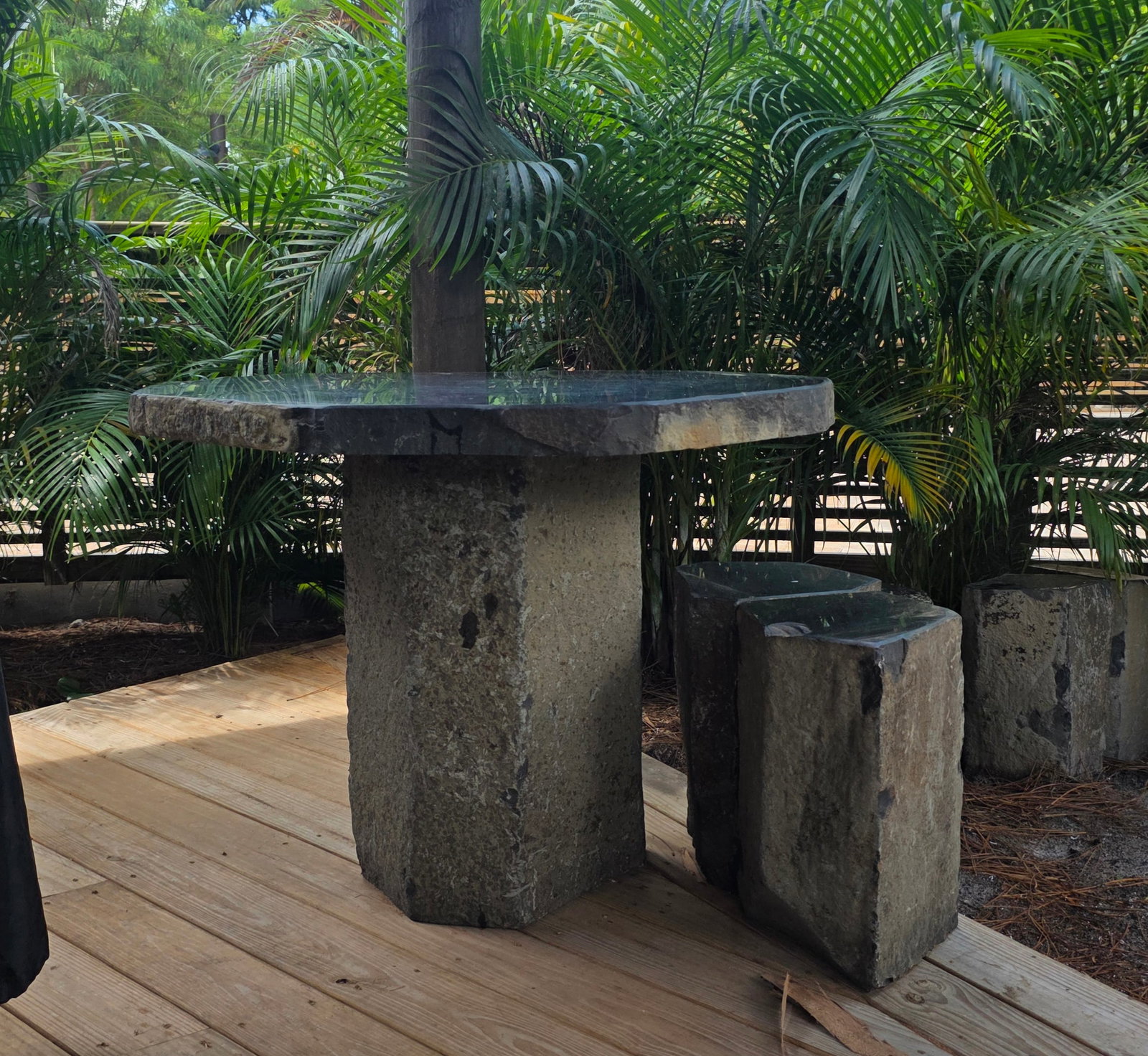 Basalt Table with Matching Basalt Stools (1 of 7)